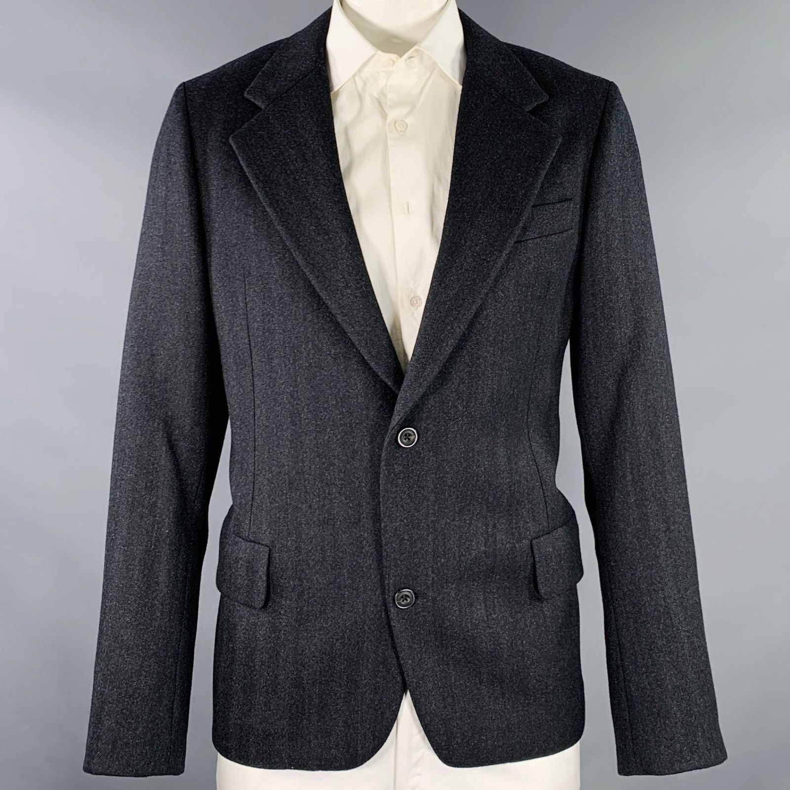 Alexander McQueen ALEXANDER MCQUEEN Size 44 Black Wool Cashmere Sport Coat Size 44R - 1 Thumbnail
