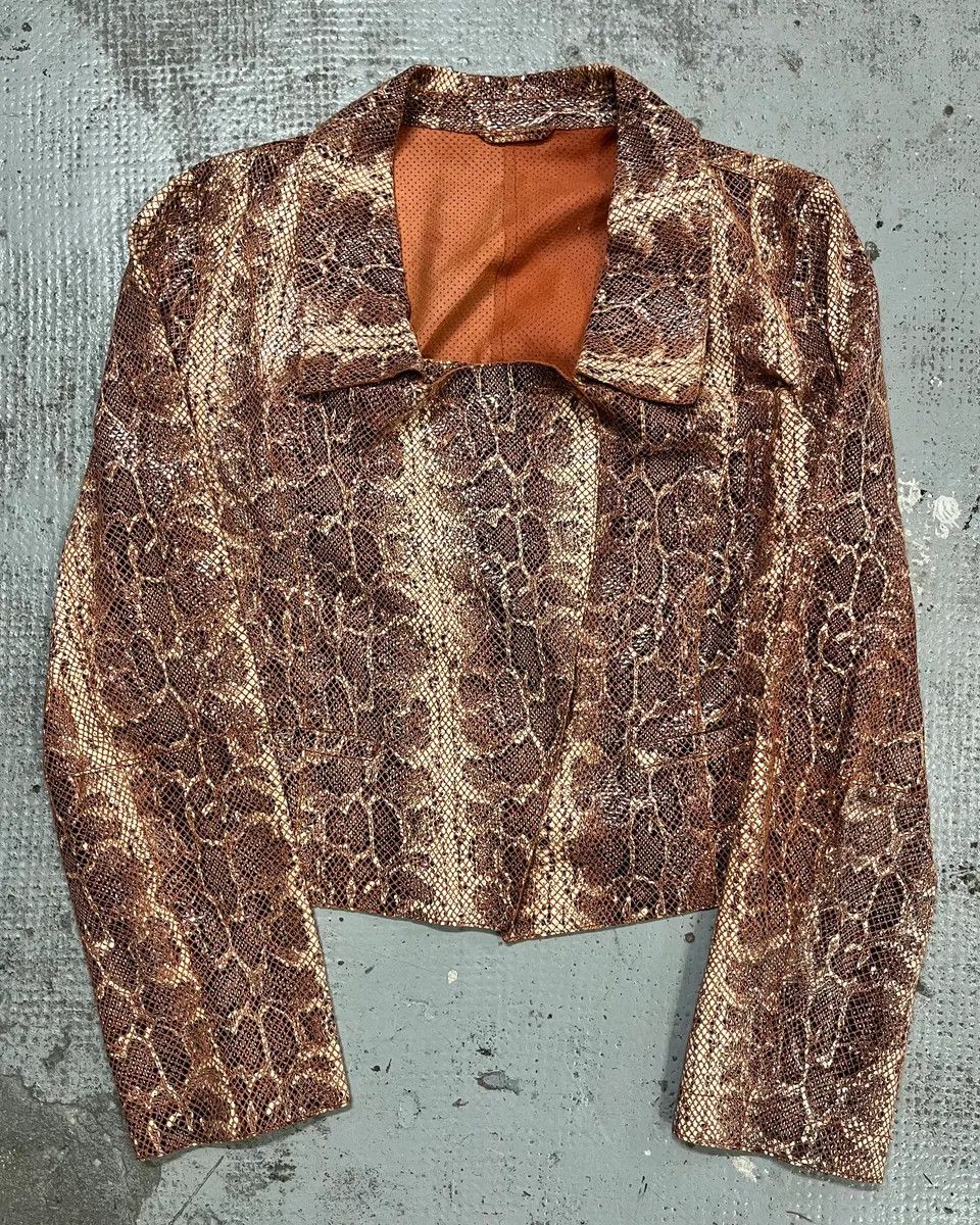 Emporio Armani AW2019 Emporio Armani Snakeskin Effect Pink Leather Jacket Size S / US 4 / IT 40 - 1 Thumbnail