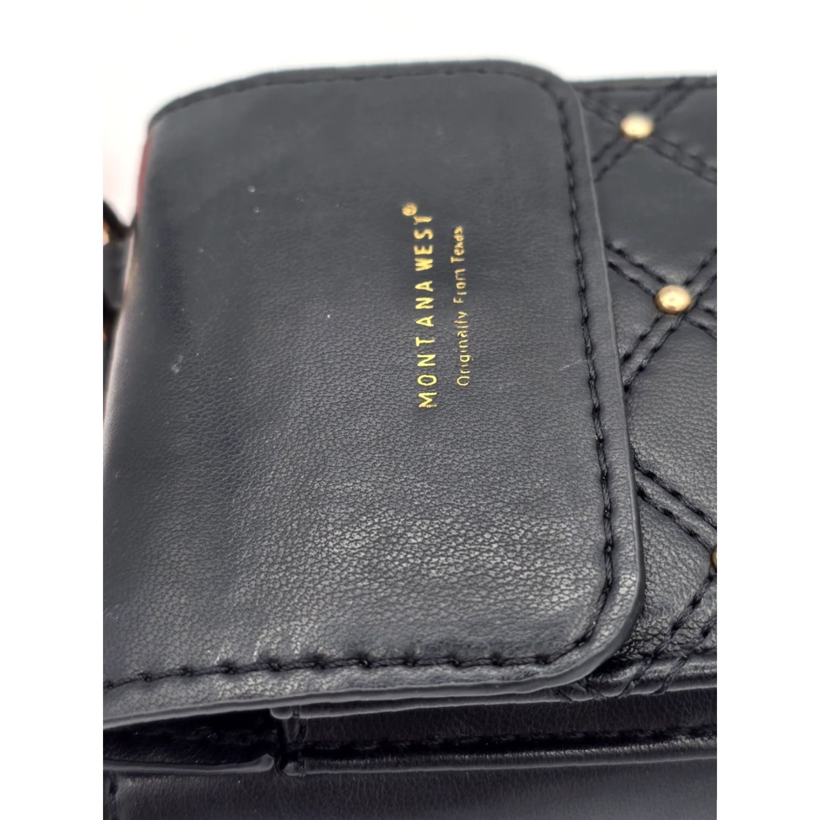 Vintage MONTANA WEST Black Studded Crossbody Cell Phone Bag RFID Blocking Faux Leather Women Size ONE SIZE - 4 Thumbnail