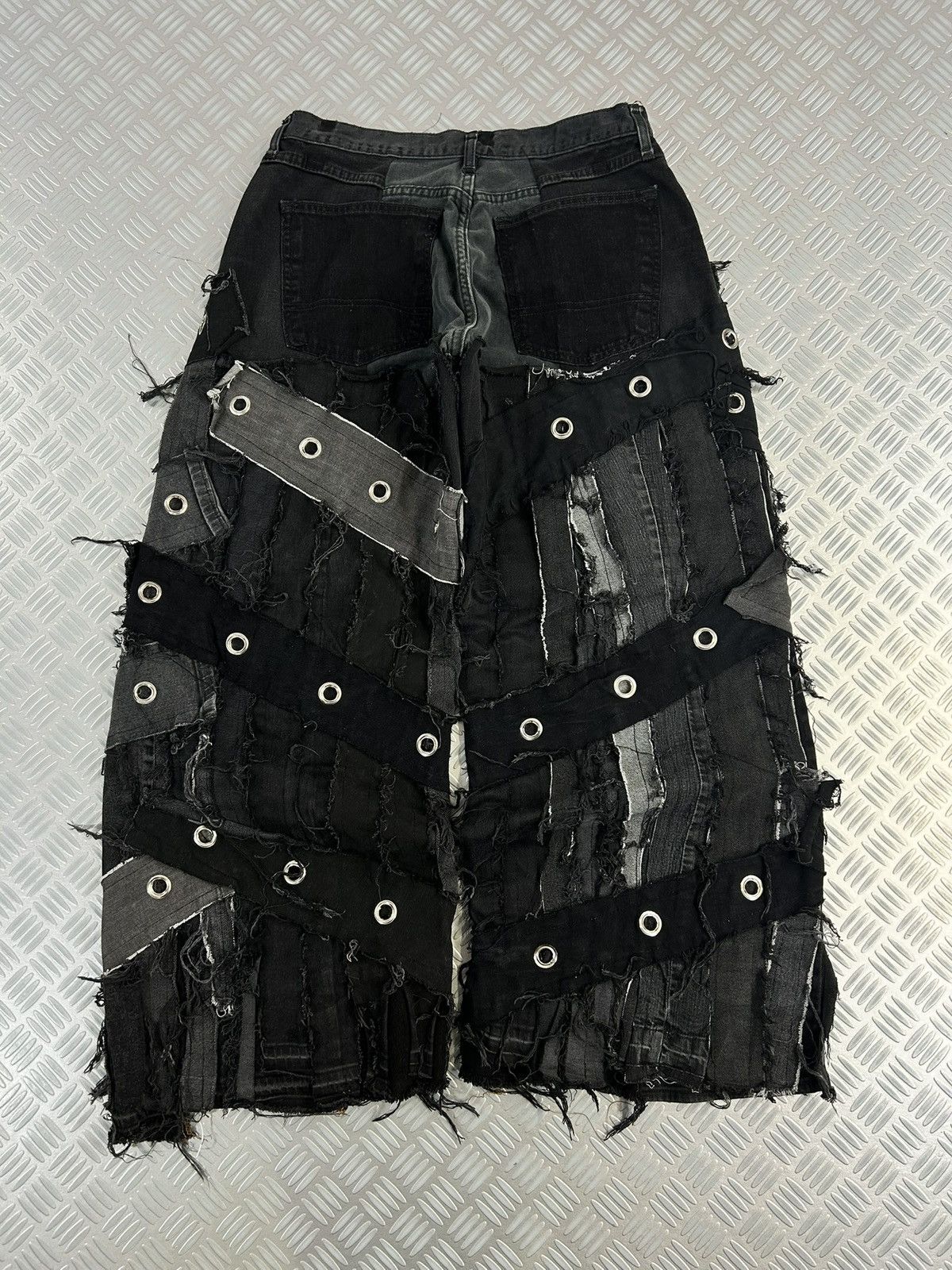 Designer Custom baggy jeans handmade distressed patchwork opium punk Size US 32 / EU 48 - 8 Thumbnail