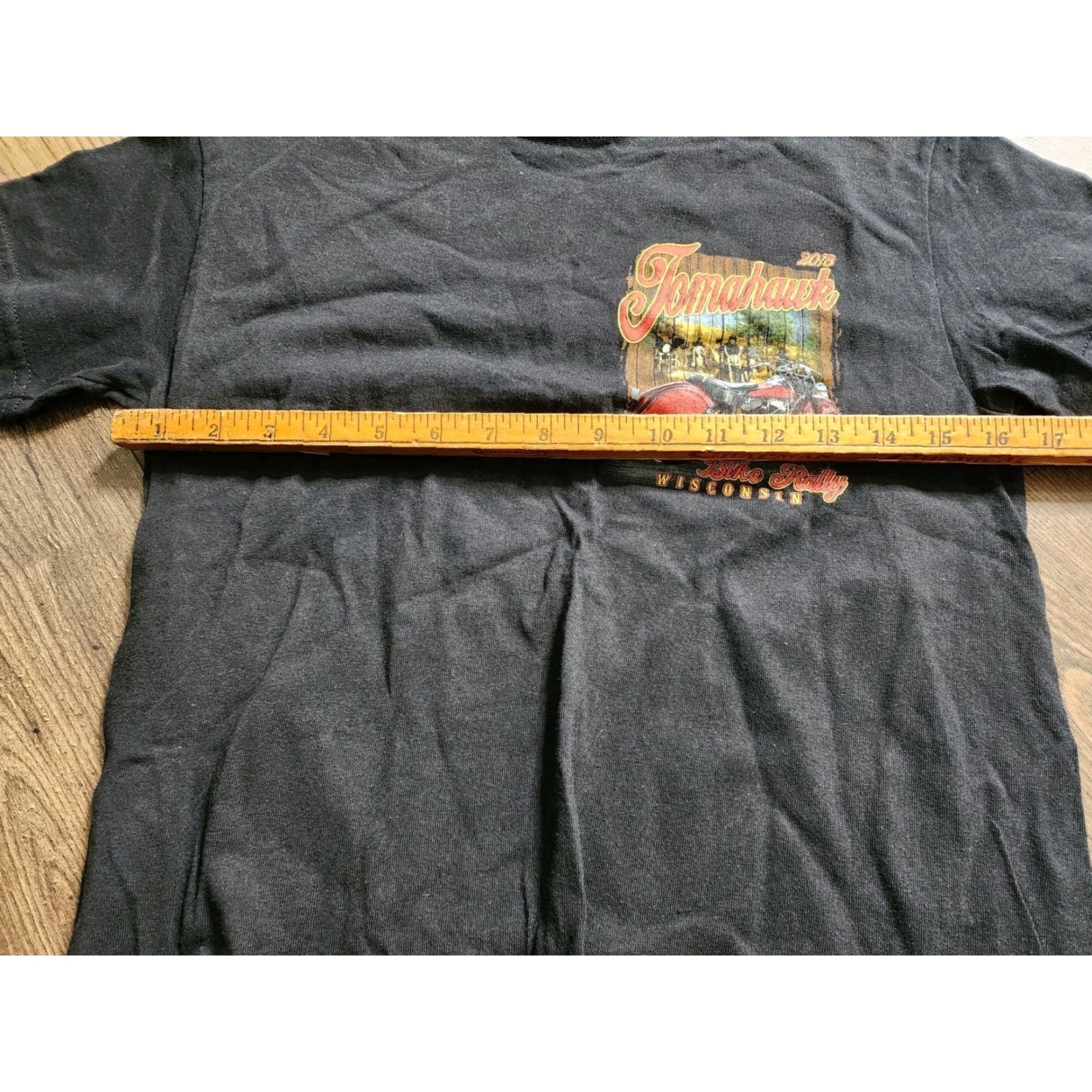 Gildan Mens XS Tomahawk Bike Rally Wisconsin Double Sided T Shirt Black Unisex Adults Short Sleeve Crew Neck Cotton Gildan 2018 Vintage? Size US XS / EU 42 / 0 - 2 Thumbnail
