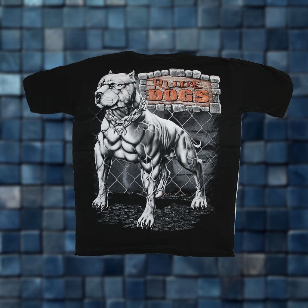Vintage Rude Dogs Pitbull Mens Black Cotton T Shirt Extra Large XL Size US M / EU 48-50 / 2 - 1 Thumbnail