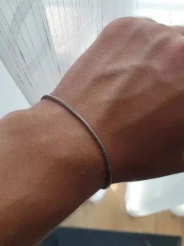 Jewelry 2MM 316L Titanium Steel Snake Chain 18.5 cm Bracelet Size ONE SIZE - 1 Thumbnail