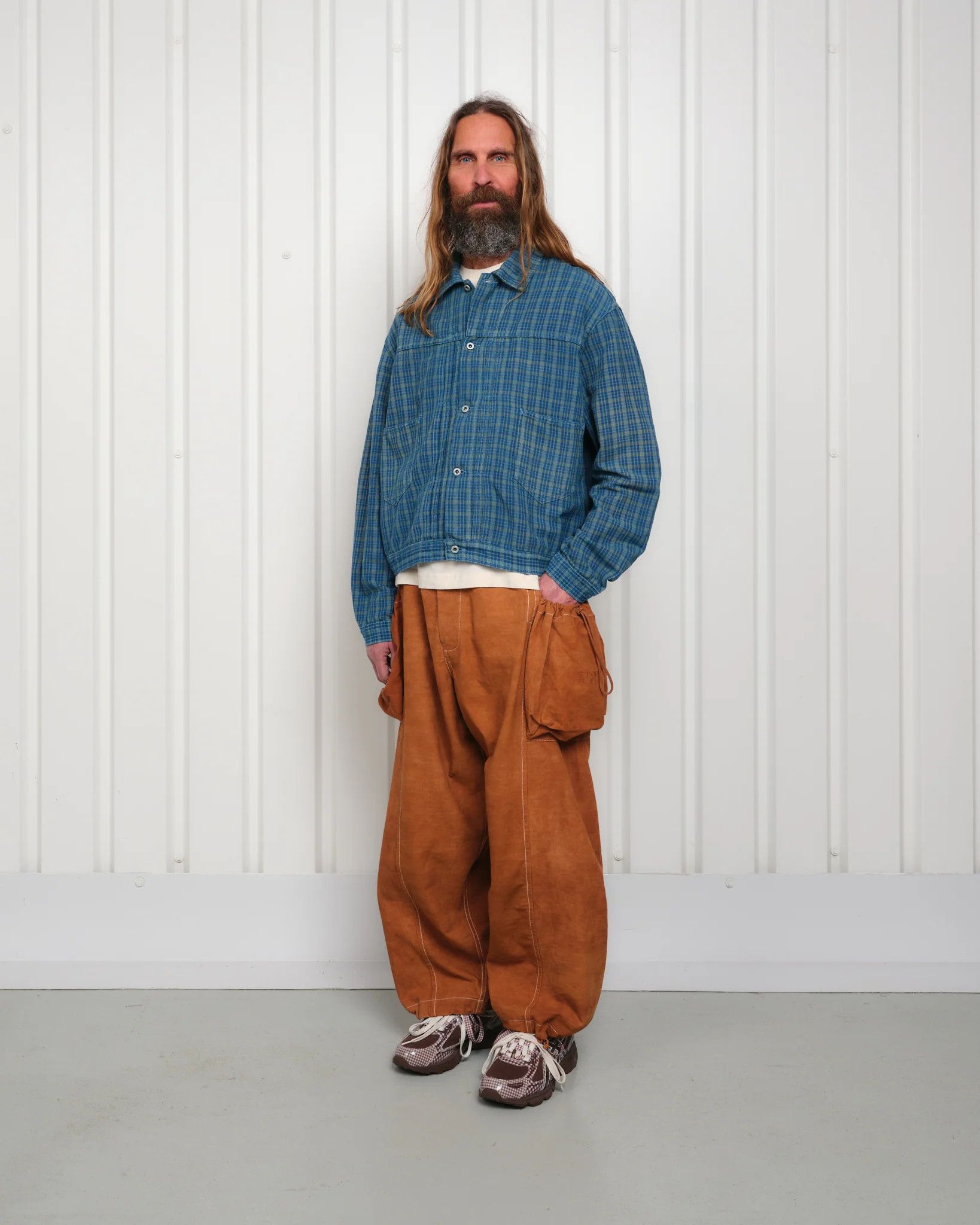 Story Mfg. 💚 Blue In Green x Story Mfg. Sundae Jacket Indigo Mud Check Size US M / EU 48-50 / 2 - 3 Thumbnail