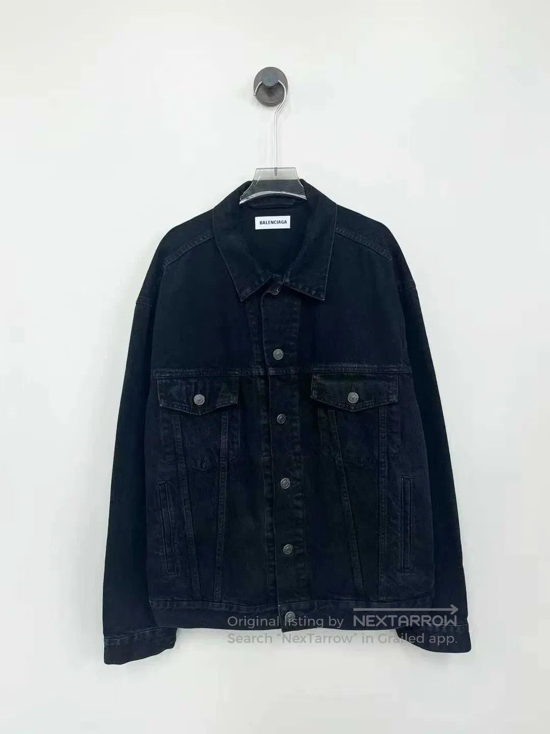 Balenciaga Balenciaga Washed Denim Jacket with Rhinestones. Size US S / EU 44-46 / 1 - 1 Thumbnail