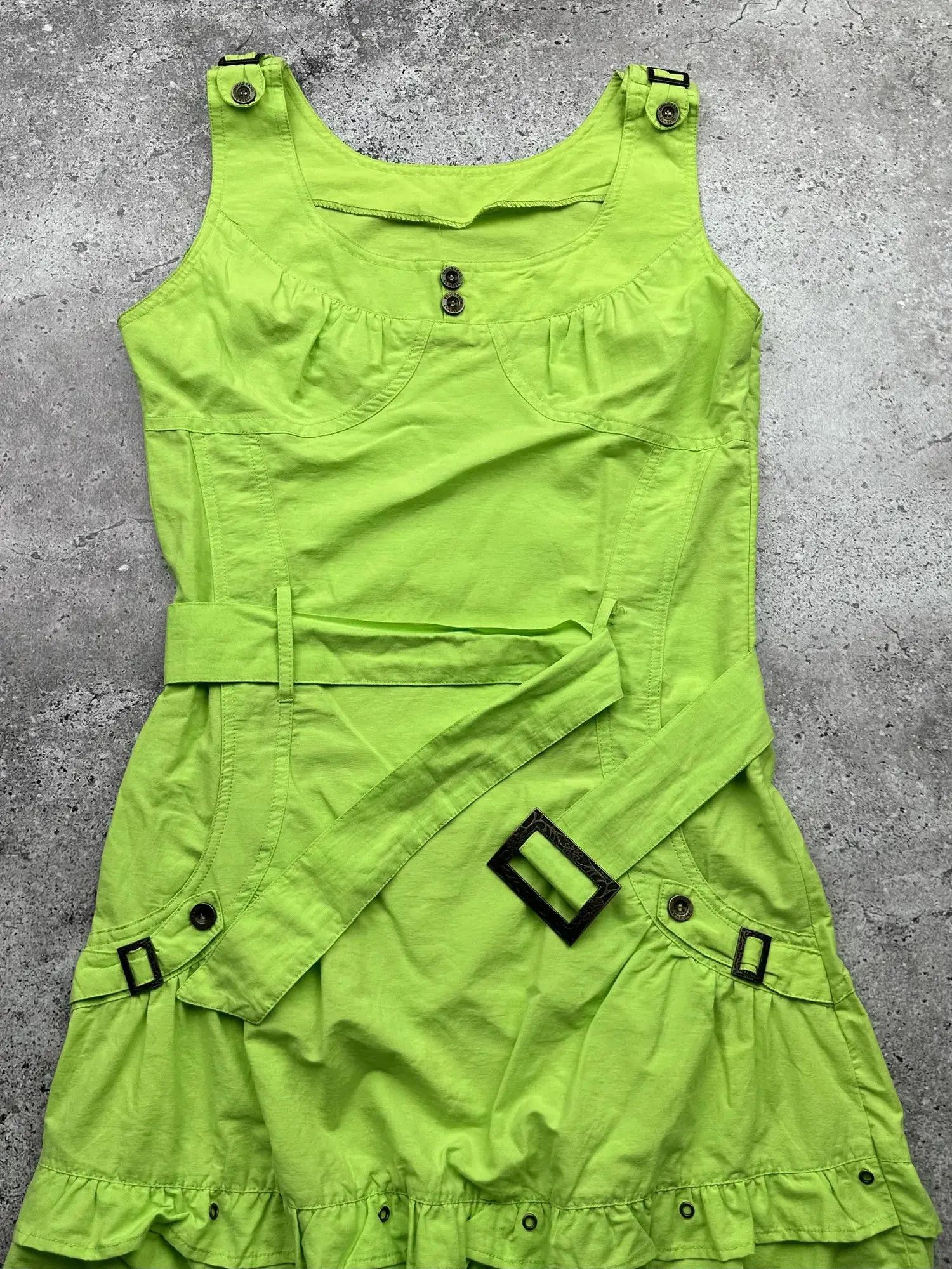 Japanese Brand Vintage Belt Bondage Flare Mini Dress C91(V557)(E8) Size S / US 4 / IT 40 - 2 Thumbnail