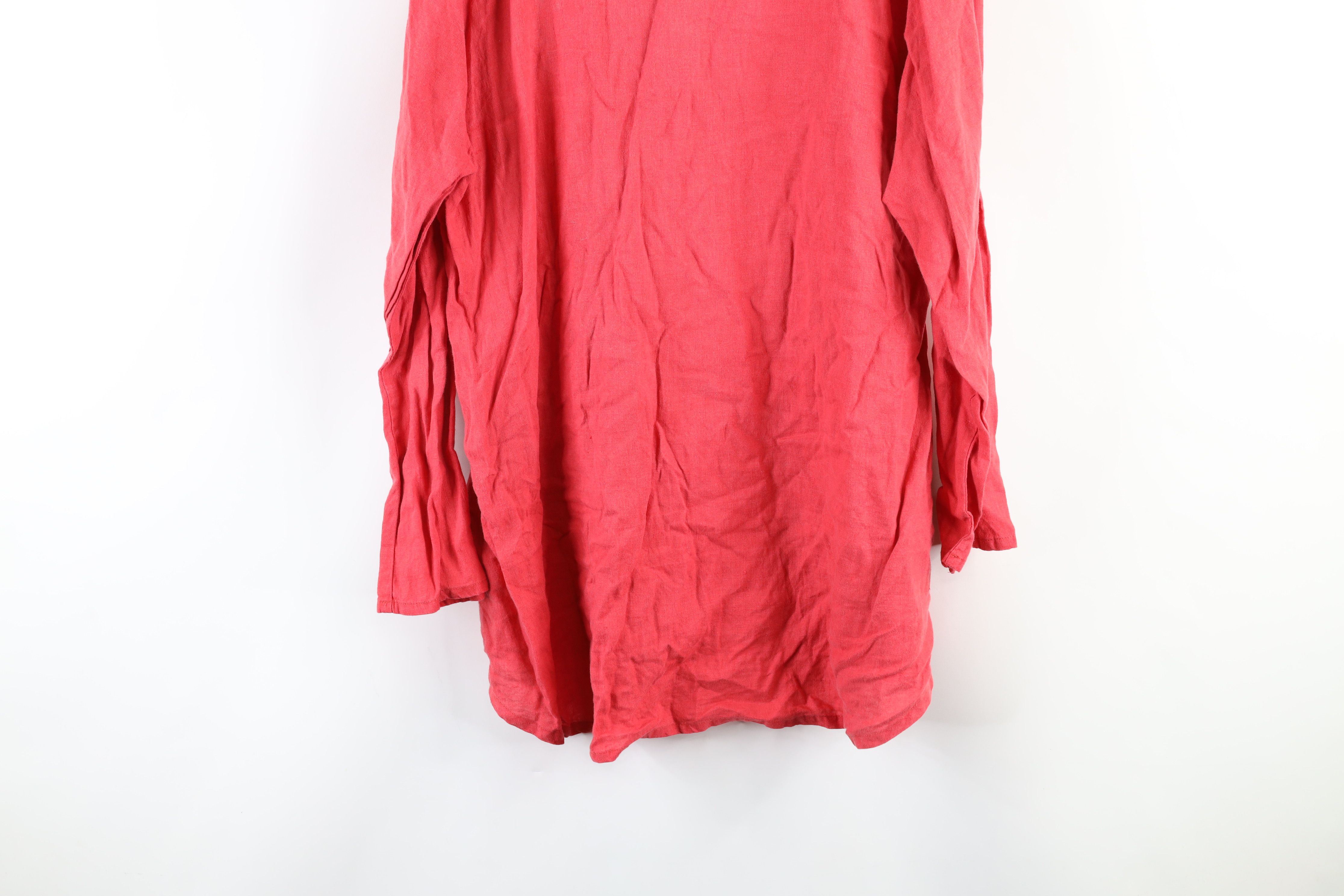 Vintage Vintage Flax Blank Lagenlook Baggy Fit Hoodie Red Linen Size M / US 6-8 / IT 42-44 - 11 Preview