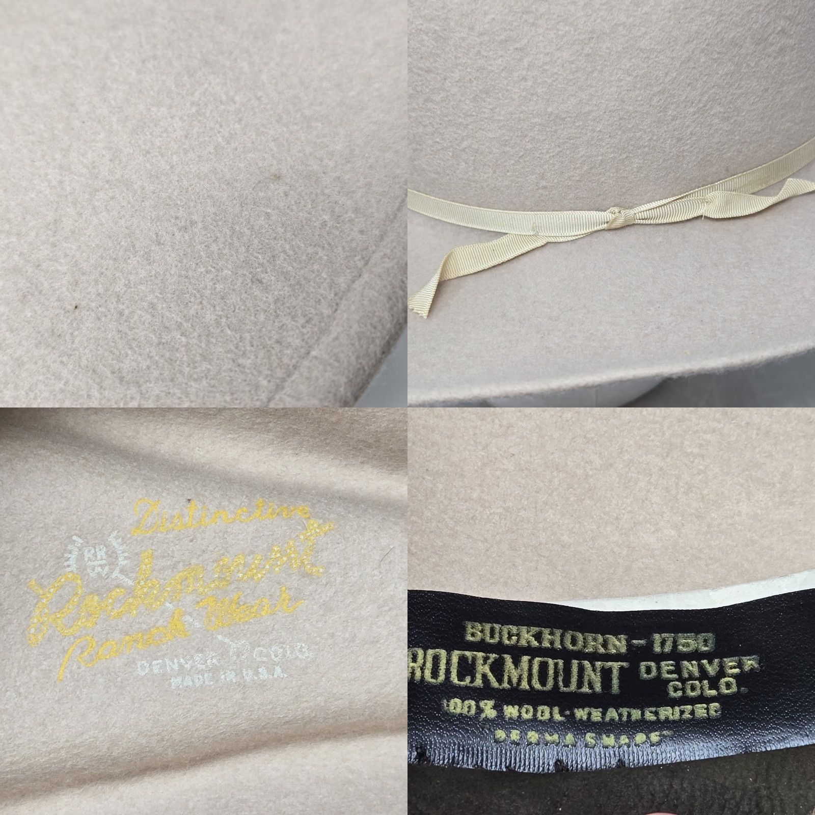 Vintage VINTAGE Western Cowboy Hat Men 7 Tan Wool Weatherized 100% Wool Buckhorn USA Rockmount Ranch Wear Size ONE SIZE - 8 Thumbnail