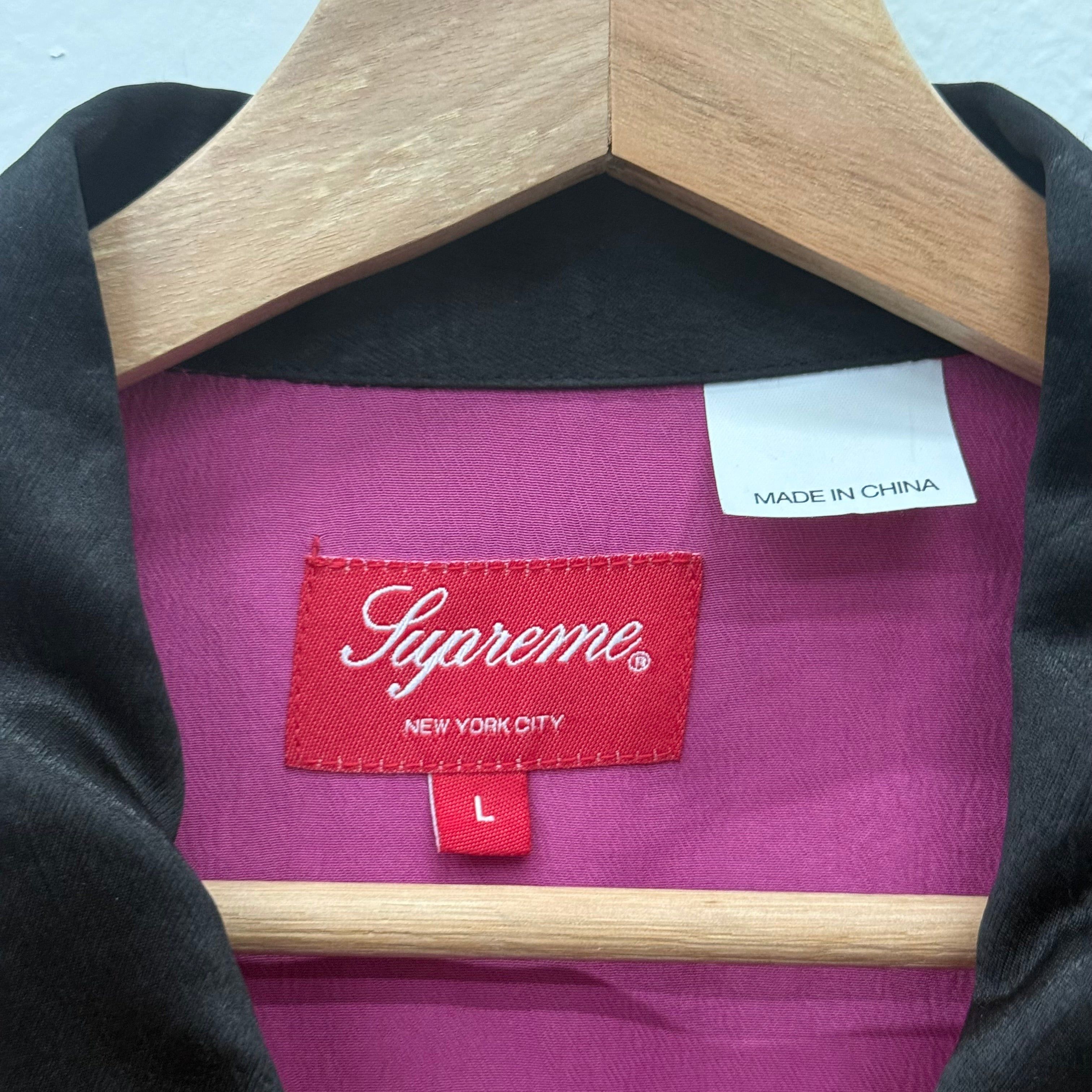 Supreme Supreme SS22 Pink Satin Zip Polo Bowling Shirt - Size L Size US L / EU 52-54 / 3 - 3 Thumbnail