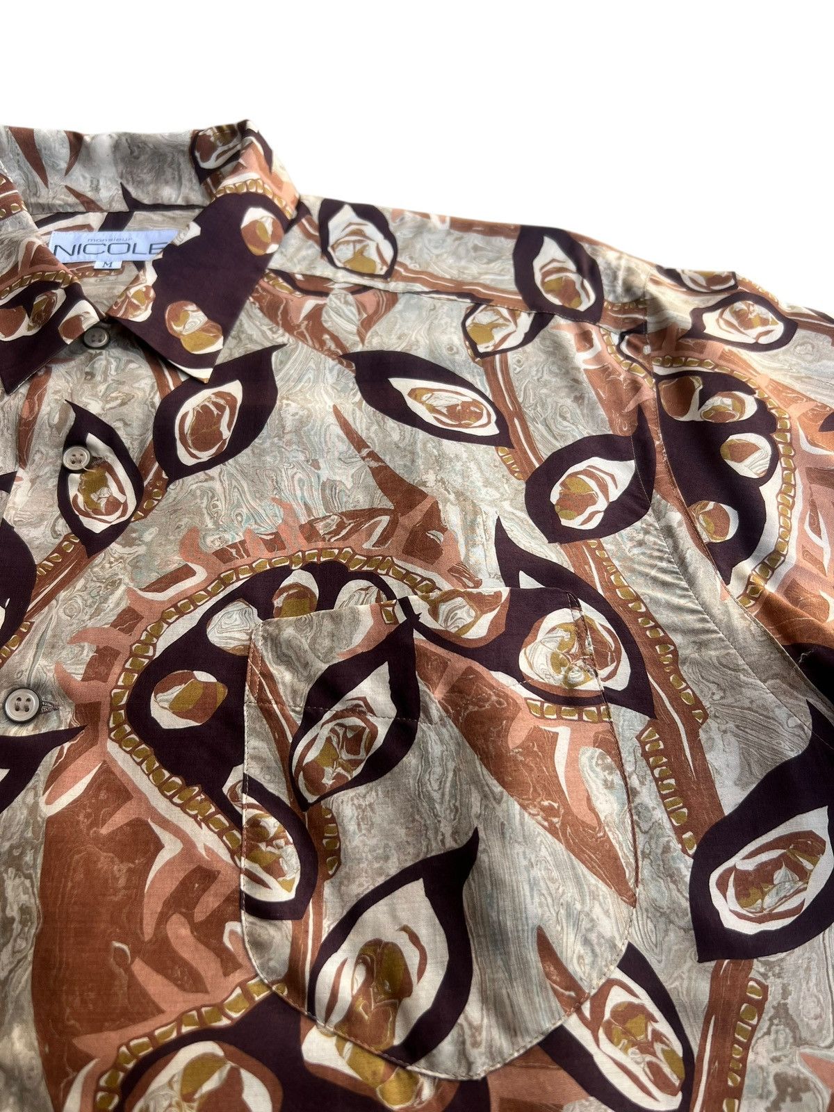 Japanese Brand Vintage 90s Monsieur Nicole Abstract Art 100% Silk Shirt Size US M / EU 48-50 / 2 - 11 Thumbnail