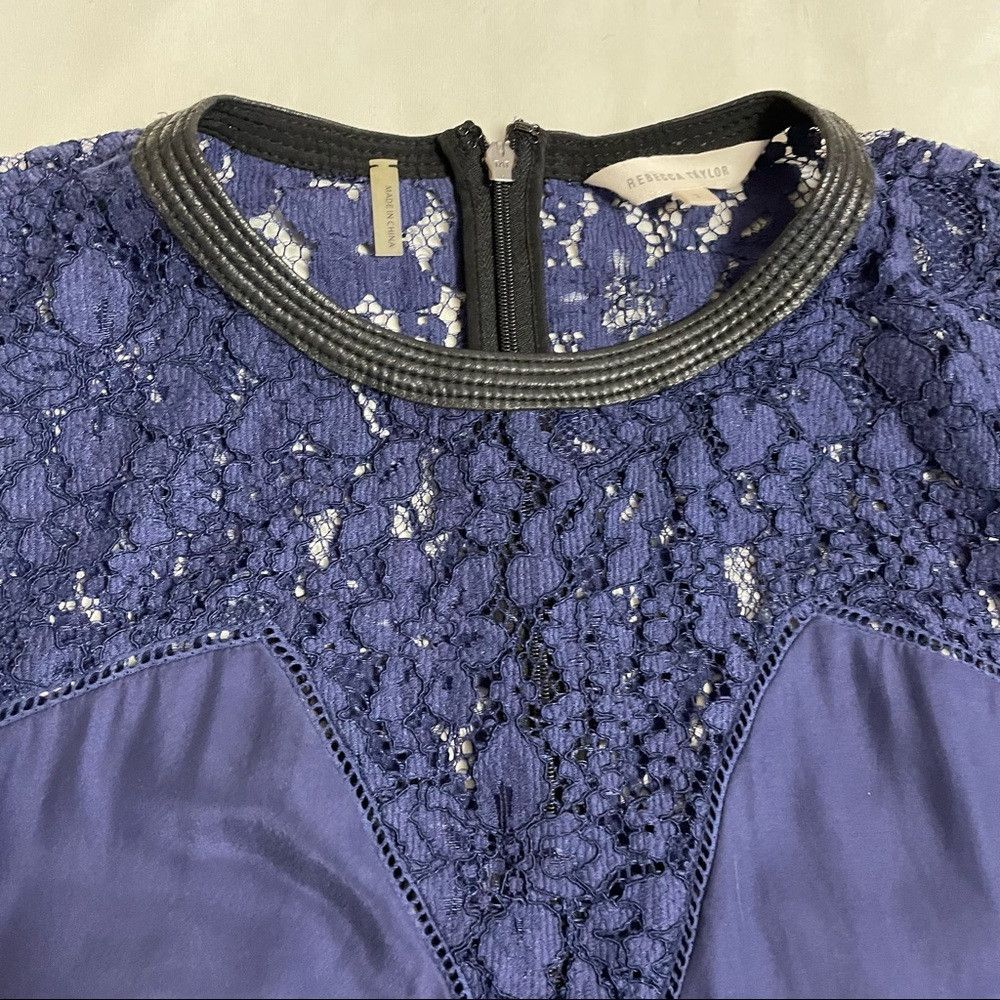 Rebecca Taylor Rebecca Taylor Sleeveless Lace Insert Silk Blue Top Size 2 Size XS / US 0-2 / IT 36-38 - 9 Thumbnail