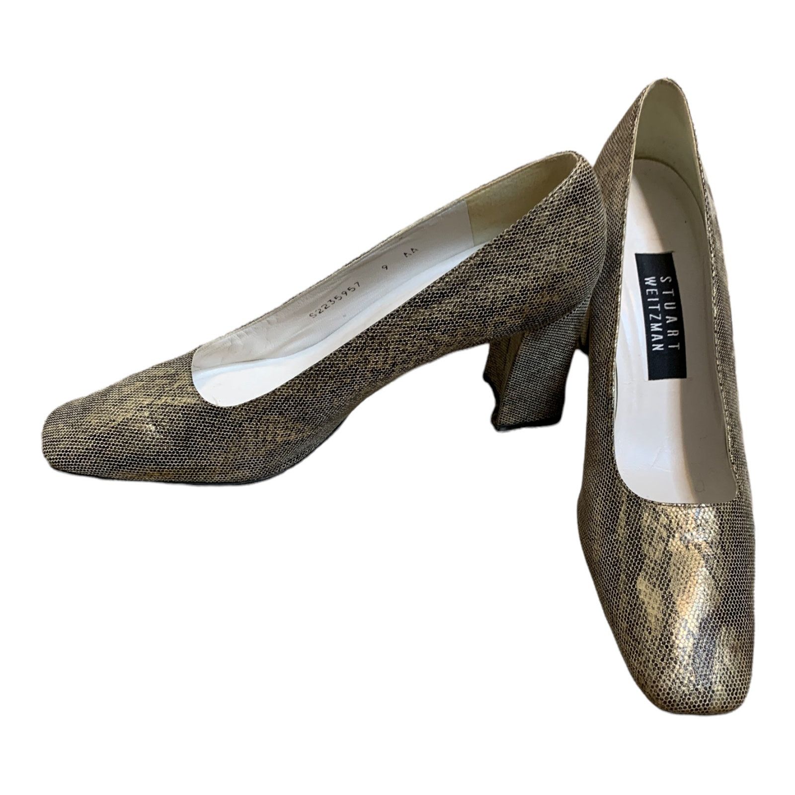 Stuart Weitzman Stuart Weitzman gold snake skin block heel shoes size 9 AA Size US 9 / IT 39 - 7 Thumbnail
