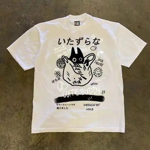 VIBE Street Short Sleeve T-Shirt White Loose Print Size US M / EU 48-50 / 2 - 6 Thumbnail