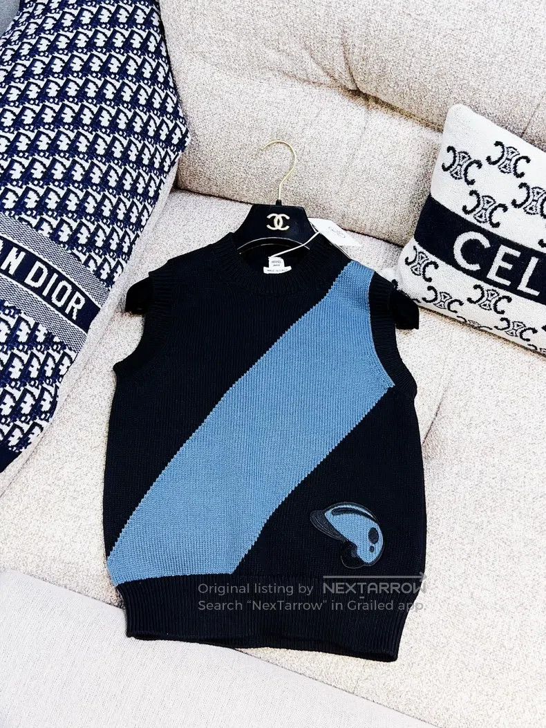 Hermes Hermes Navy Blue and Blue Sleeveless Knit Vest Size XS / US 0-2 / IT 36-38 - 2 Thumbnail