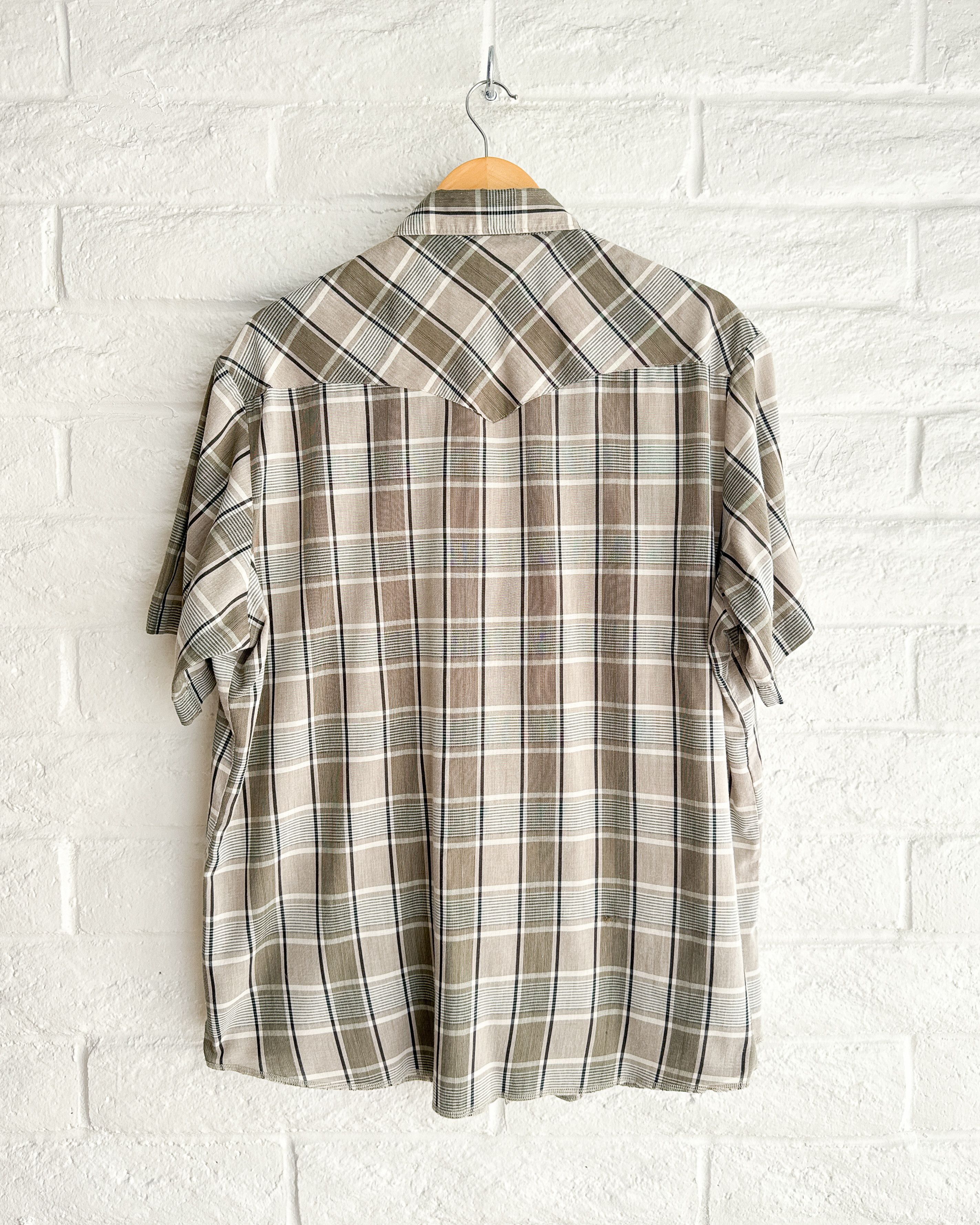 Wrangler Vintage Wrangler Short Sleeve Shirt Gray Plaid XL Western Size US XL / EU 56 / 4 - 3 Thumbnail