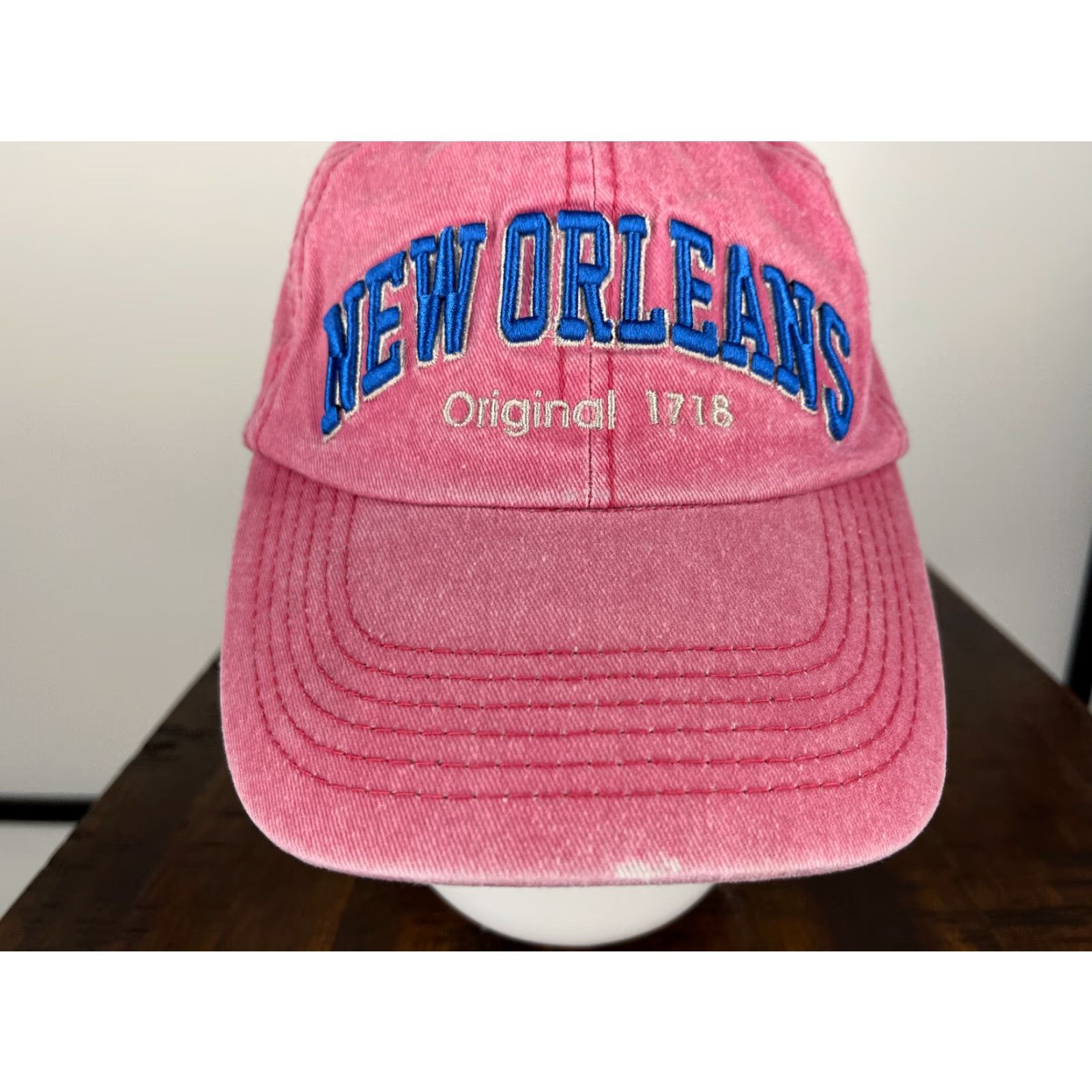 Vintage New Orleans Original 1718 Hat Cap Strap Back Adult One Size Pink 100% Cotton Size ONE SIZE - 4 Thumbnail