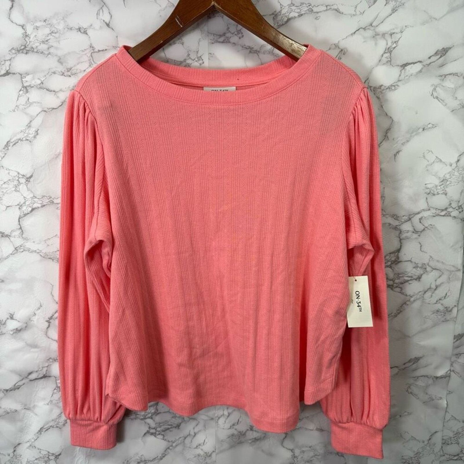 Macys Plus Size Pointelle-Rib Long-Sleeve Top 2X NEW # G547 Size XXL / US 16-18 / IT 52-54 - 5 Thumbnail