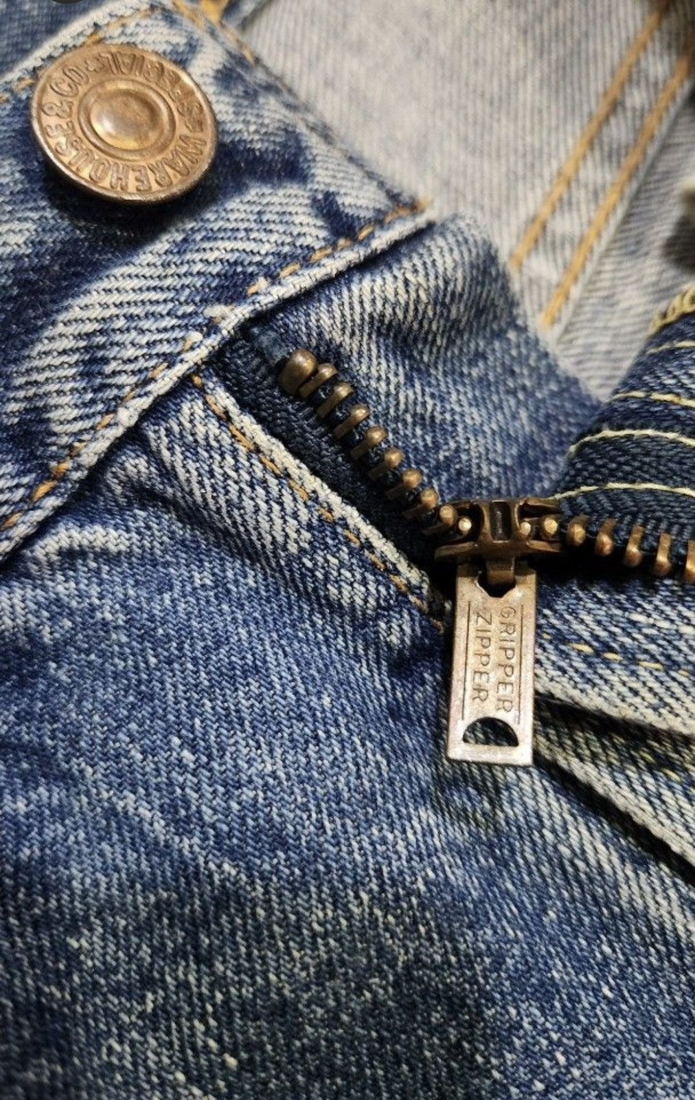 Warehouse Fire 🔥 vintage inspired 50s WAREHOUSE gripper zipper denim Size US 31 - 18 Thumbnail
