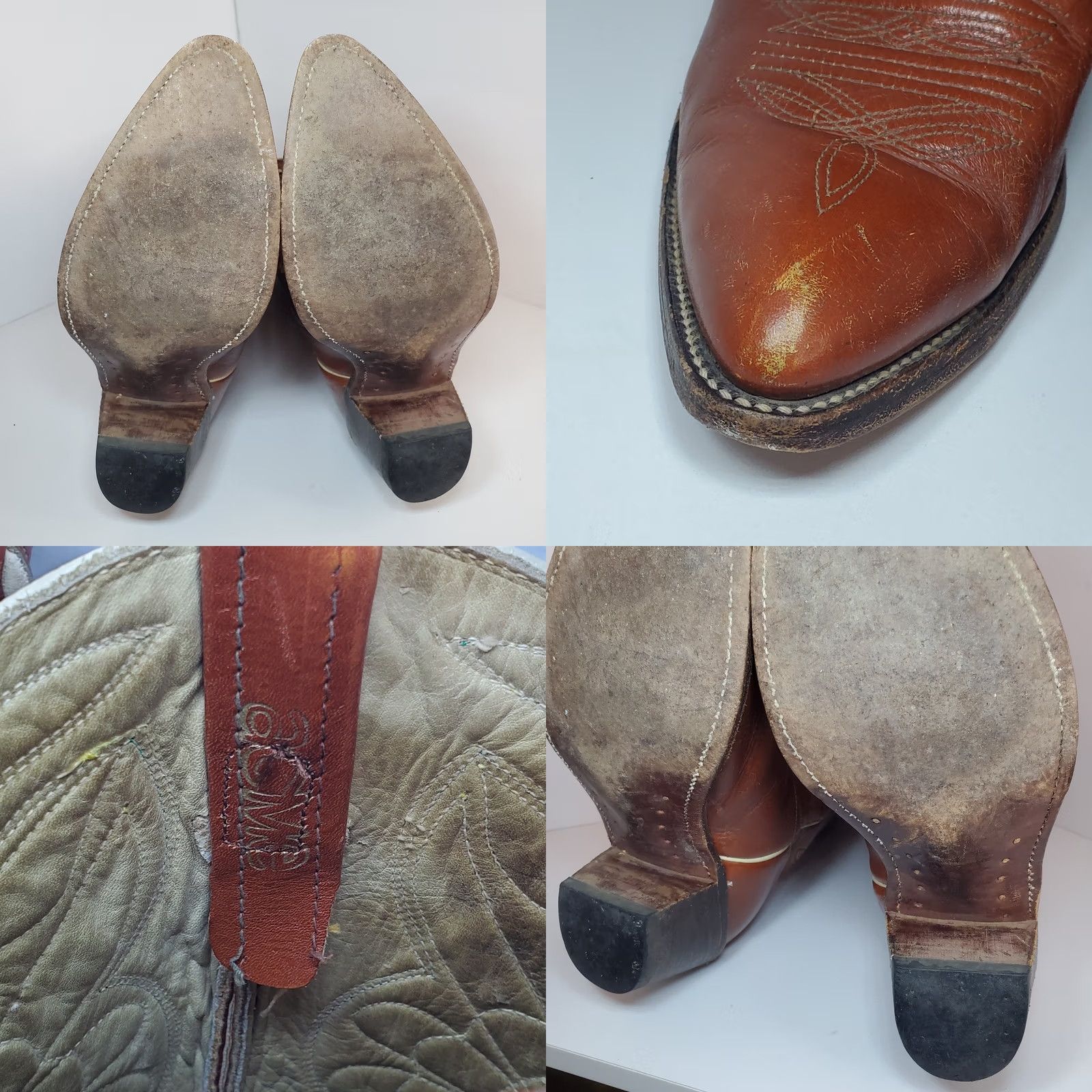 Vintage VINTAGE Acme Butterfly Inlay Brown Red Mens 9/W10.5 Cowboy Western Boots Mid-Calf Leather Pointed Toe Pull On 1950s Limited Edition Size US 9 / IT 39 - 9 Thumbnail