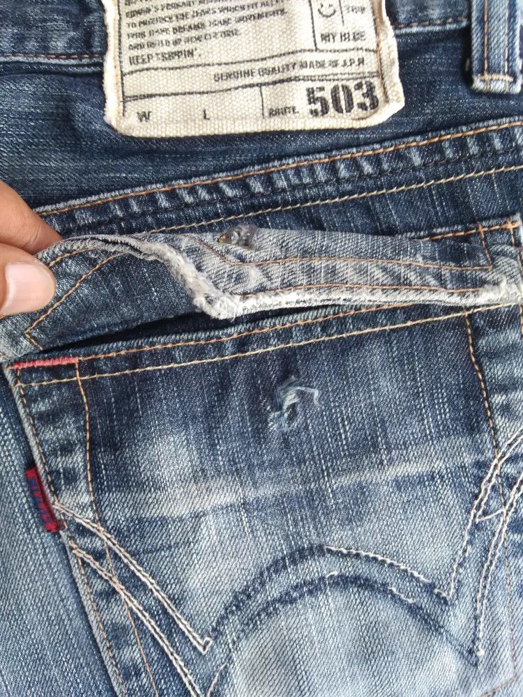 Japanese Brand Vintage Faded Blue Edwin Distressed Jeans 32x30 Size US 32 / EU 48 - 3 Thumbnail