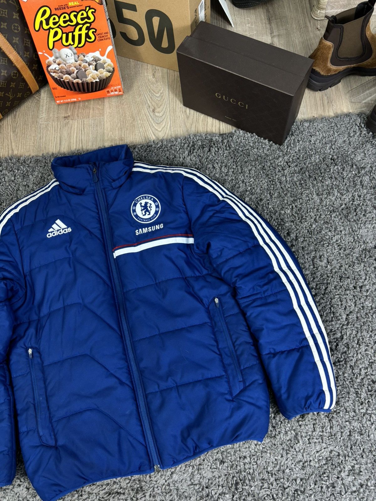 Adidas × Chelsea Soccer × Vintage ADIDAS Chelsea FC Puffer Down Jacket Football Vintage Size US M / EU 48-50 / 2 - 3 Thumbnail