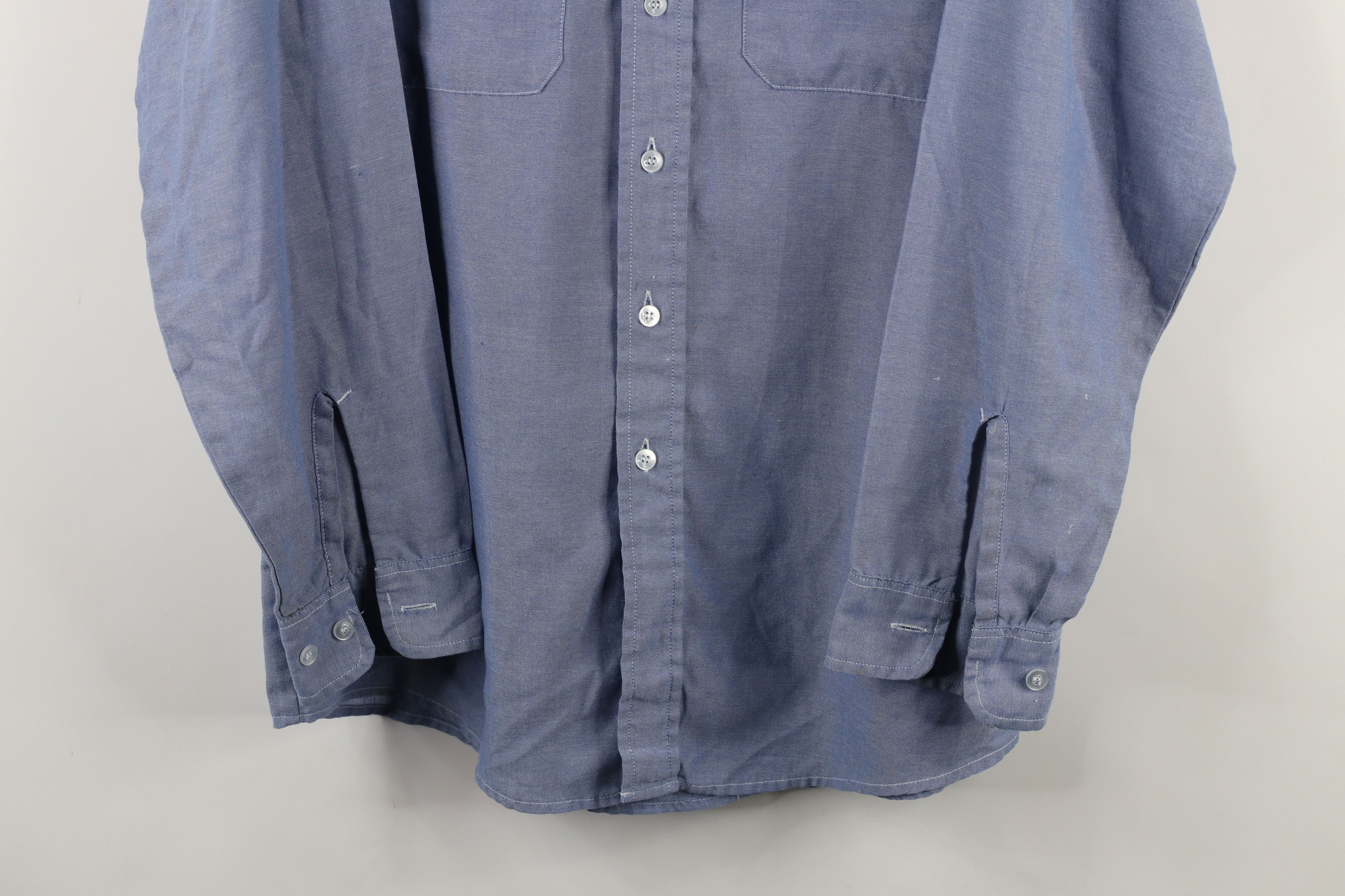 Vintage Vintage 90s Streetwear Chambray Workwear Button Shirt Blue Size US L / EU 52-54 / 3 - 3 Thumbnail