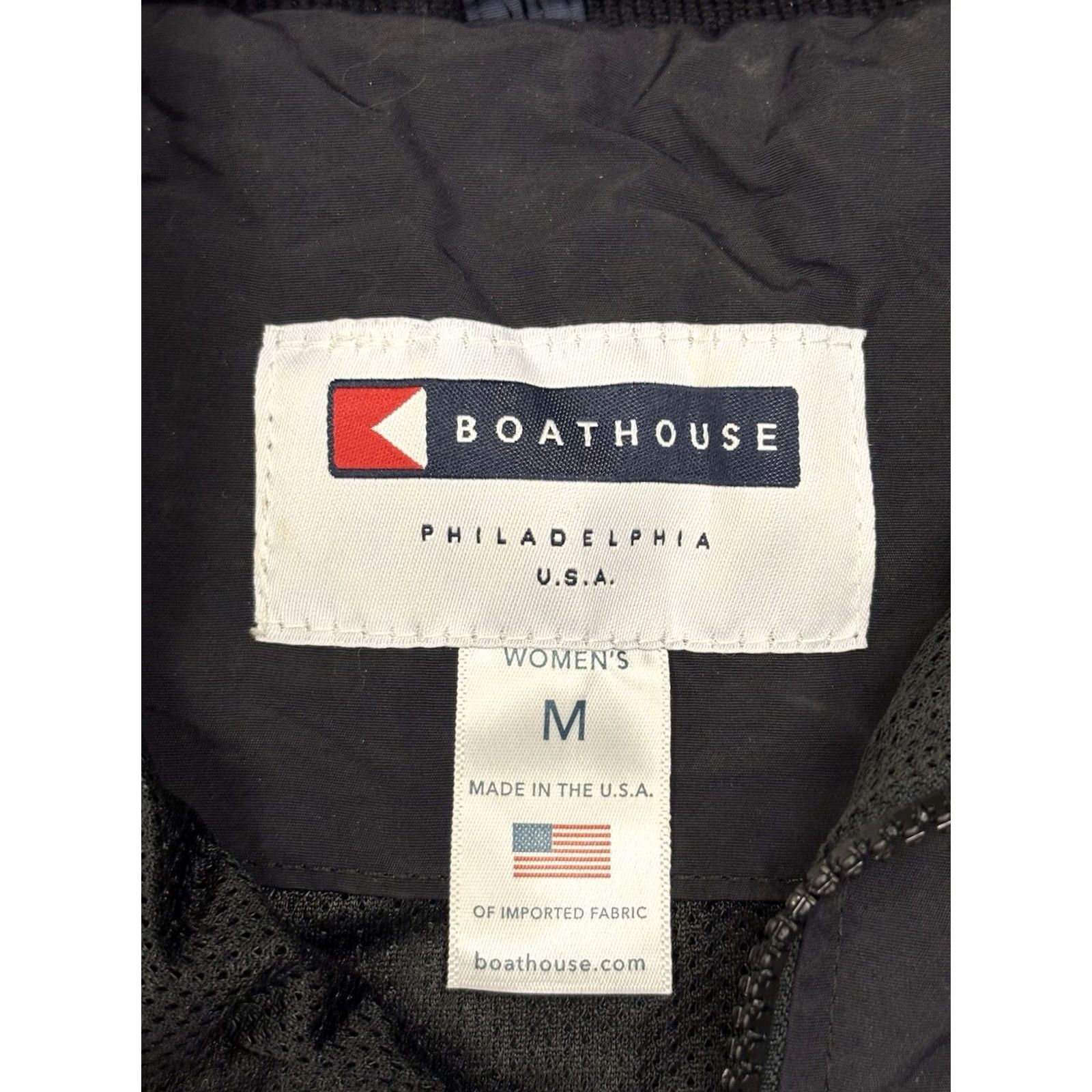 Vintage Boathouse Windbreaker Jacket Womens M Black Lined Vented Breathable Sailing Jacket Hooded Full Zip Pockets All Seasons Athletic Regular Womens Size M / US 6-8 / IT 42-44 - 6 Thumbnail