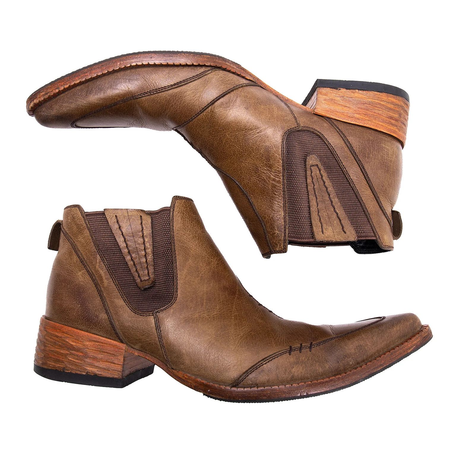 Jean Paul Gaultier Brown Leather Short Ankle Boots with Side Gore Size US 7 / EU 40 - 3 Thumbnail