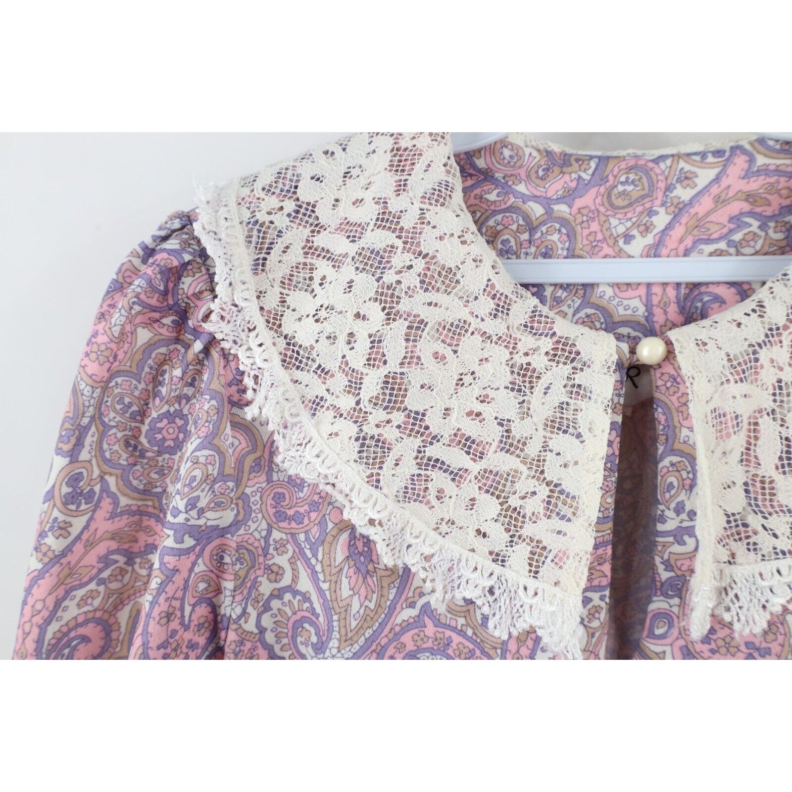 Vintage Vintage 70s Country Primitive Lace Collar Kni Size XL / US 12-14 / IT 48-50 - 5 Thumbnail