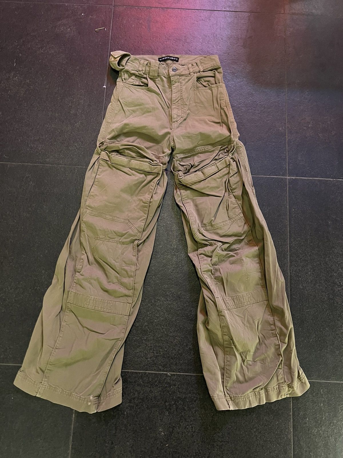 image of Yproject Khaki Pop Up Cargo Pants in Light Khaki, Men's (Size 26)