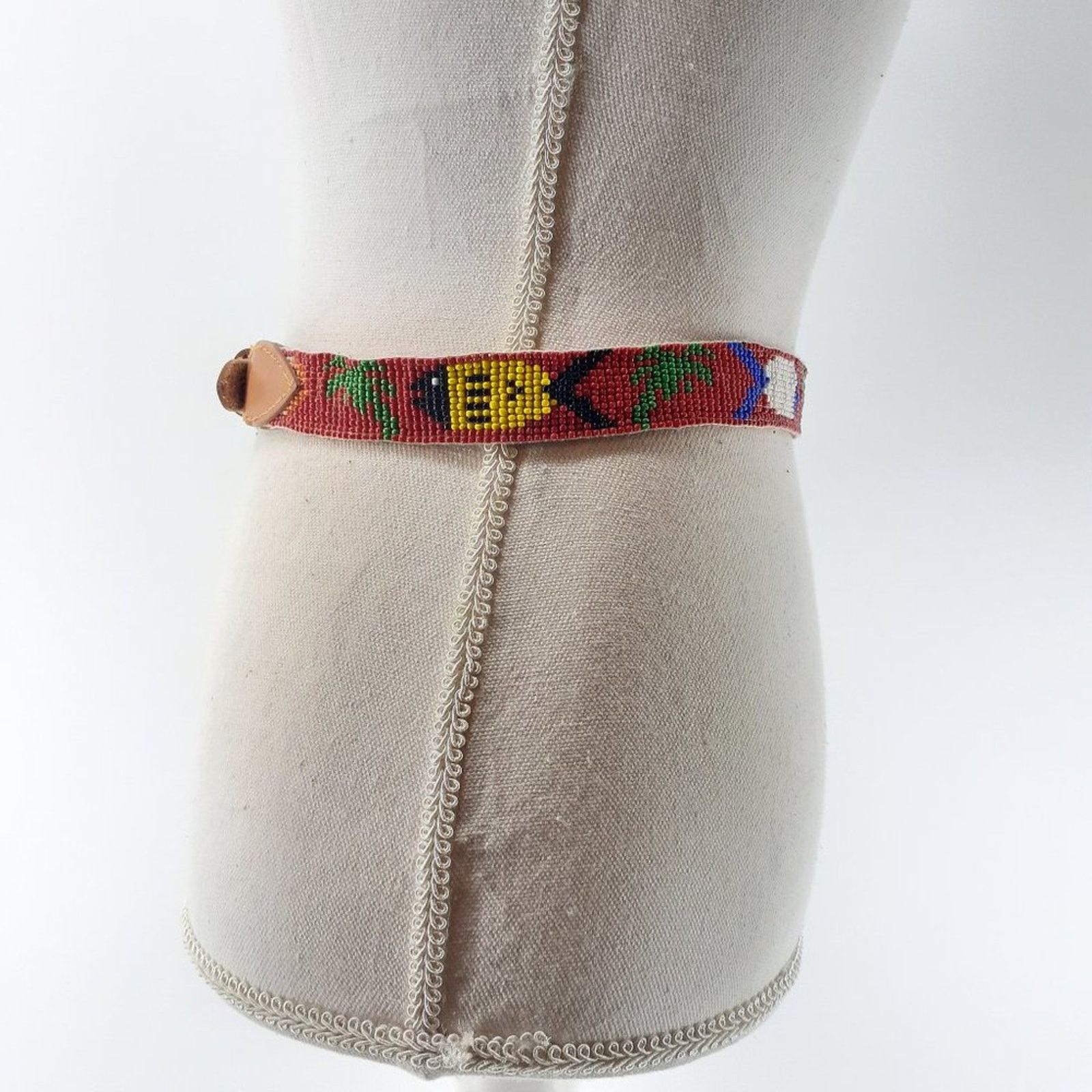 Other CDE Women's Beaded Fish Multicolored Belt Leather Boho 28 Size ONE SIZE - 8 Thumbnail
