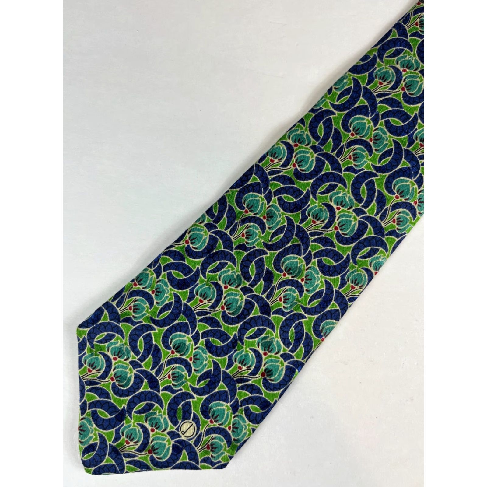 Vintage Dunhill Men's Floral Tie Linen Silk Blend Made in Italy Size ONE SIZE - 3 Thumbnail