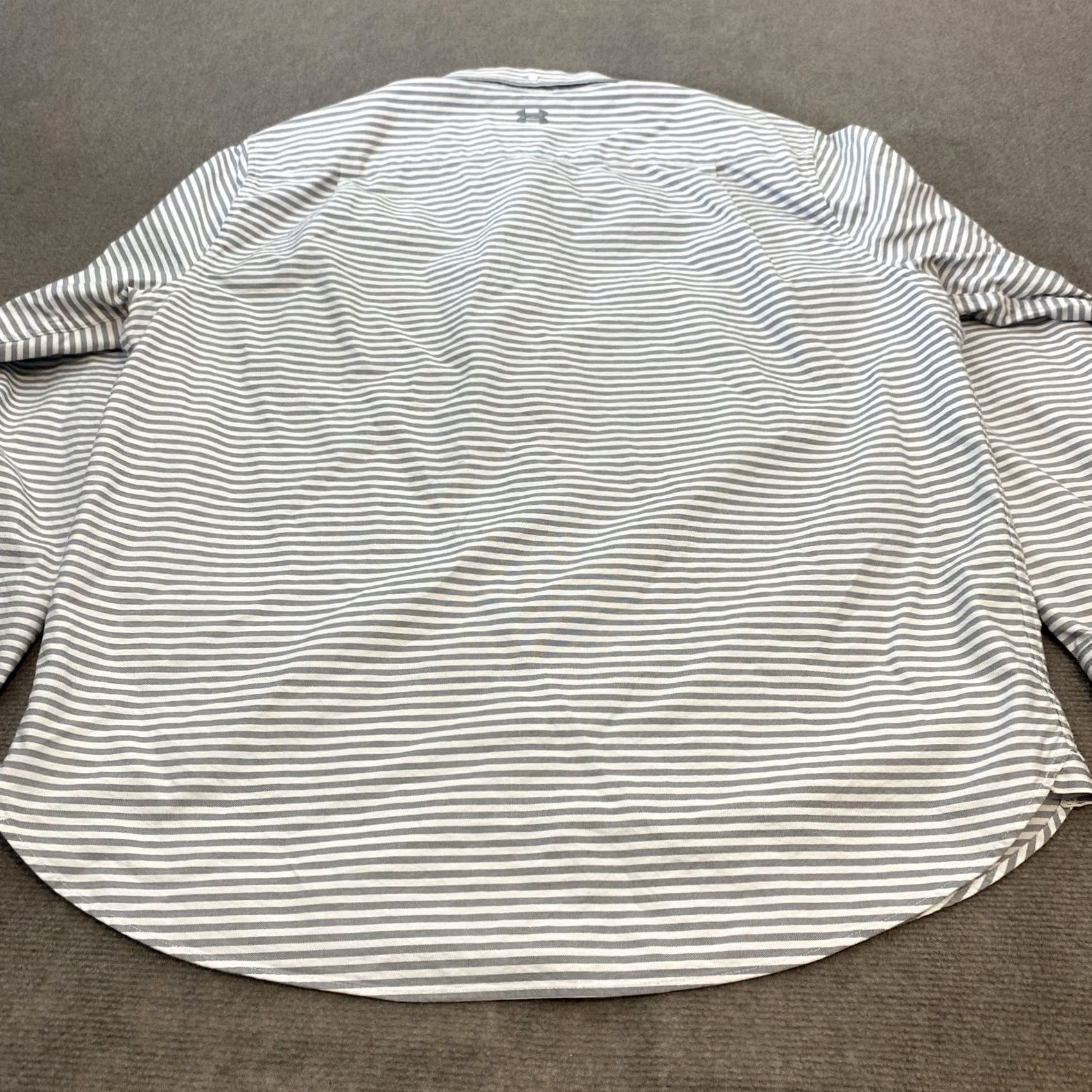 Under Armour Under Armour Shirt Men XXL Gray White Striped Cotton Pocket Long Sleeve Logo Button-Up Shirt Size US L / EU 52-54 / 3 - 5 Thumbnail