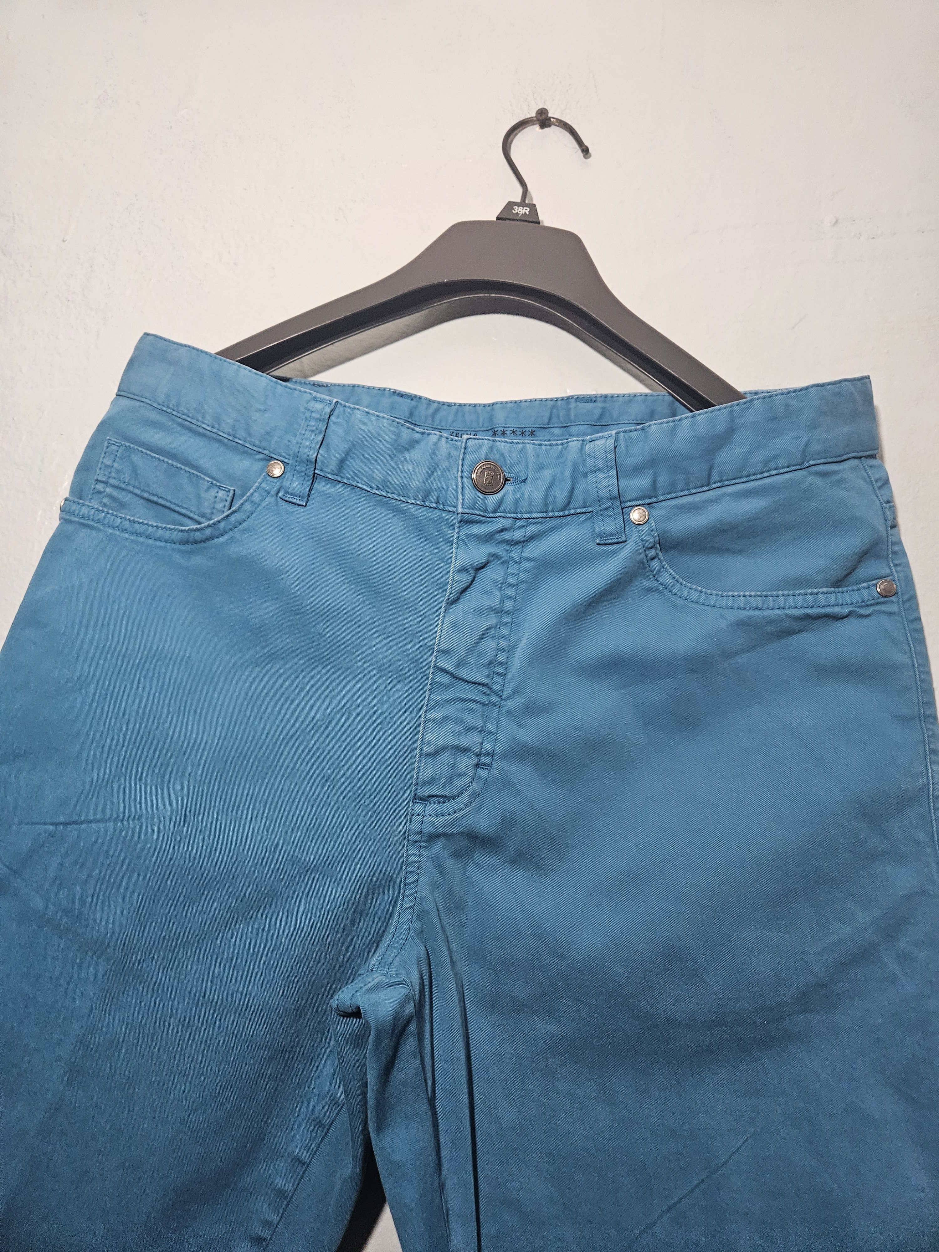 Ermenegildo Zegna Opal Blue Cotton Stretch Back Patch Pants Size US 34 / EU 50 - 2 Thumbnail