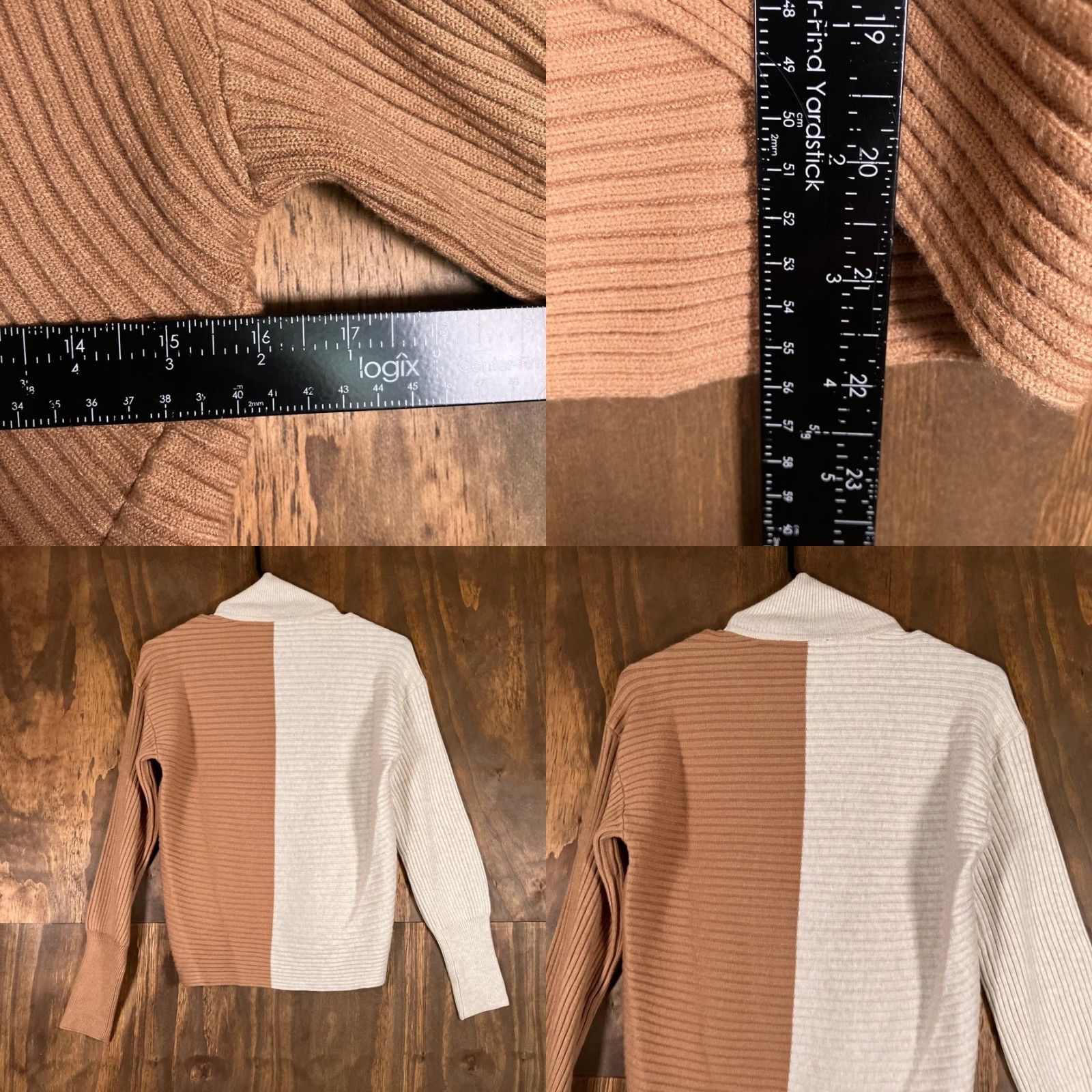 Express Express Womens Sweater XS Tan Brown Crossover Front Mock Neck Long Sleeve Size XS / US 0-2 / IT 36-38 - 8 Thumbnail