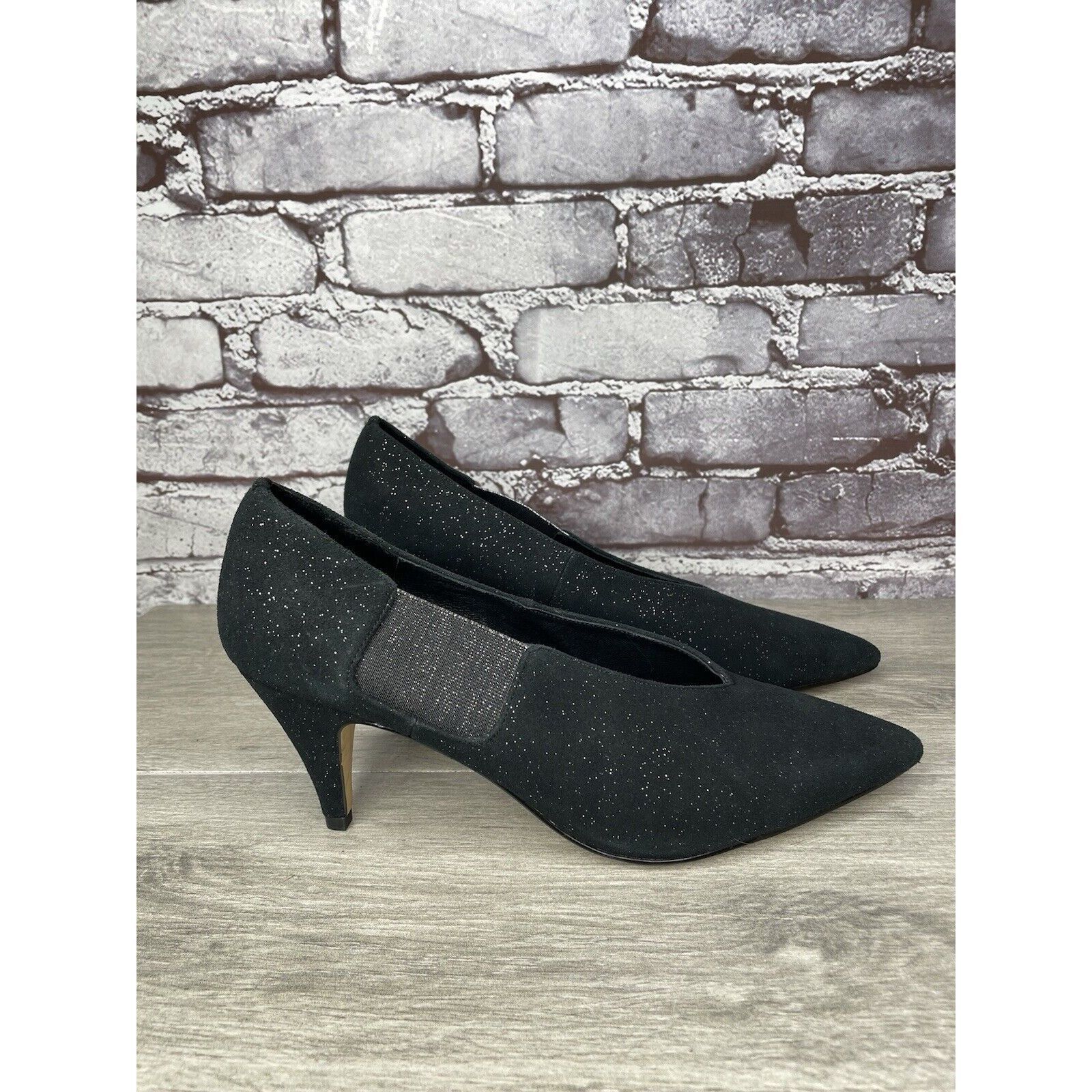 Free People Free People Black Suede Glitter Slip On Pointed Toe Heels Wo Size US 8.5 / IT 38.5 - 12 Thumbnail