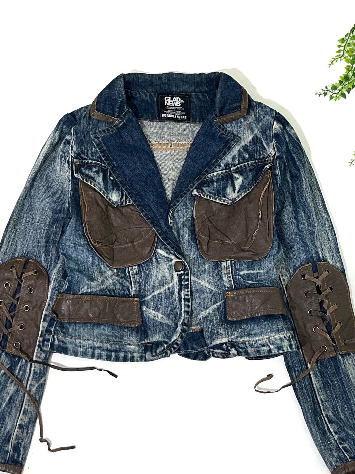 If Six Was Nine RARE❤️‍🔥Vintage Glad News y2k denim Jacket Size S / US 4 / IT 40 - 3 Thumbnail