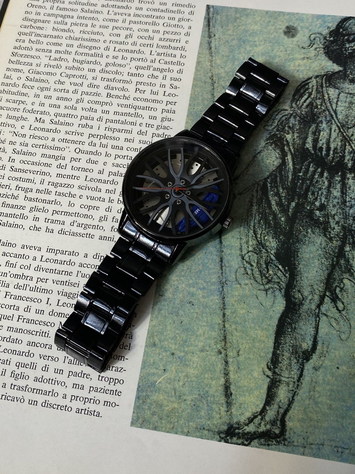 Black 3D Wheel Rim Sport Watch - Works Great