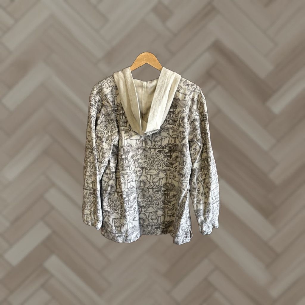 Vintage Lakhays Womens Gray Mushroom Pattern Pullover Hooded Sweatshirt S/M Hoodie Pullover Gray Women Activewear Summer? Size S / US 4 / IT 40 - 1 Thumbnail