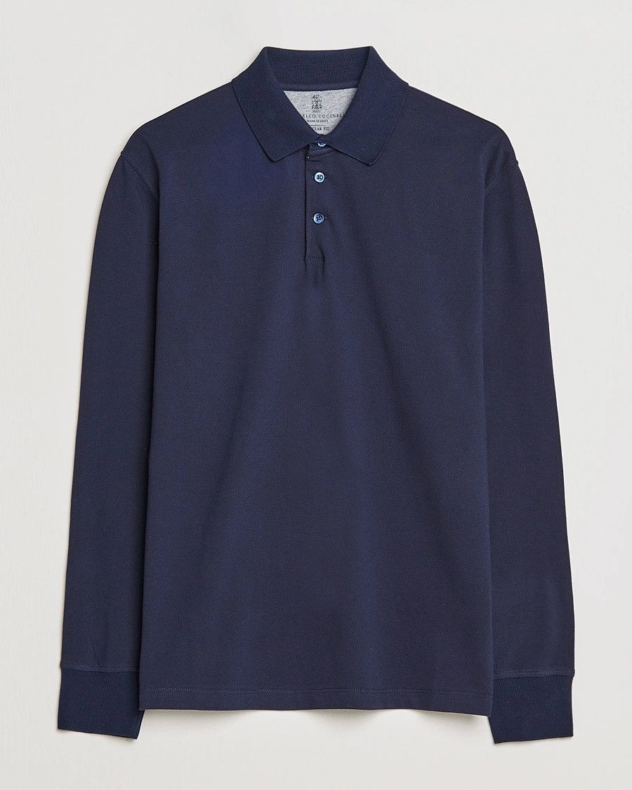 Brunello Cucinelli o1gr1nt0525 Long Sleeve Polo Shirt in Navy Size US XS / EU 42 / 0 - 1 Thumbnail