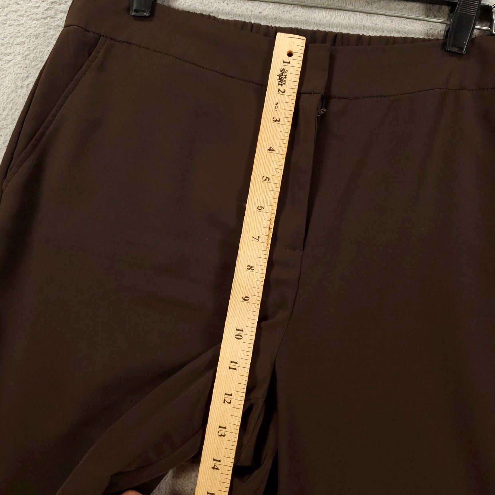 Vintage Chicos Pants Womens Large Brown Ruched Ankle Lightweight Tapered Regular Flat Front Zip Pockets Casual City Preppy Classic Size 36" / US 14 / IT 50 - 4 Thumbnail