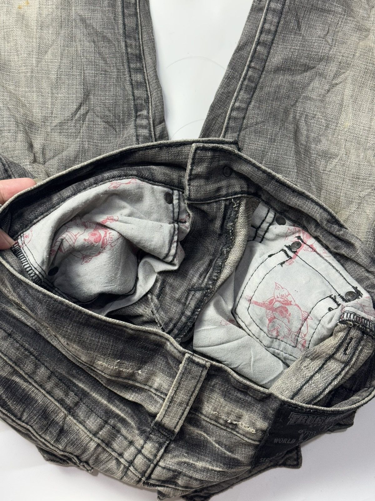 True Religion Flare True Religion Leather Logo Distressed Denim Size US 30 / EU 46 - 10 Thumbnail