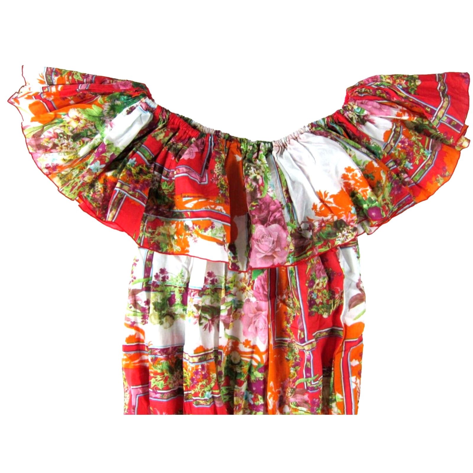 Vintage andAndrea Dress Off Shoulder Sun Floral 2XL-3XL Red Womens Maxi Dress 2XL-3XL Floral Off Shoulder Sun Dress 2XL-3XL Size XXL / US 16-18 / IT 52-54 - 5 Thumbnail