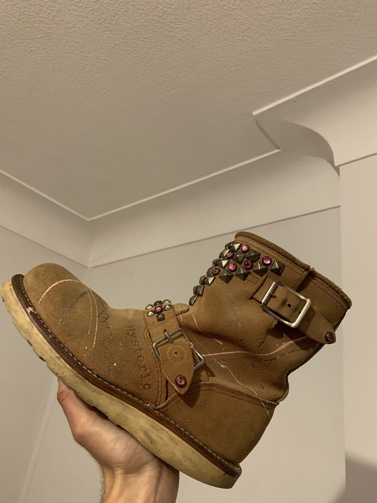 Hysteric Glamour Studded Paint Engineer Boots