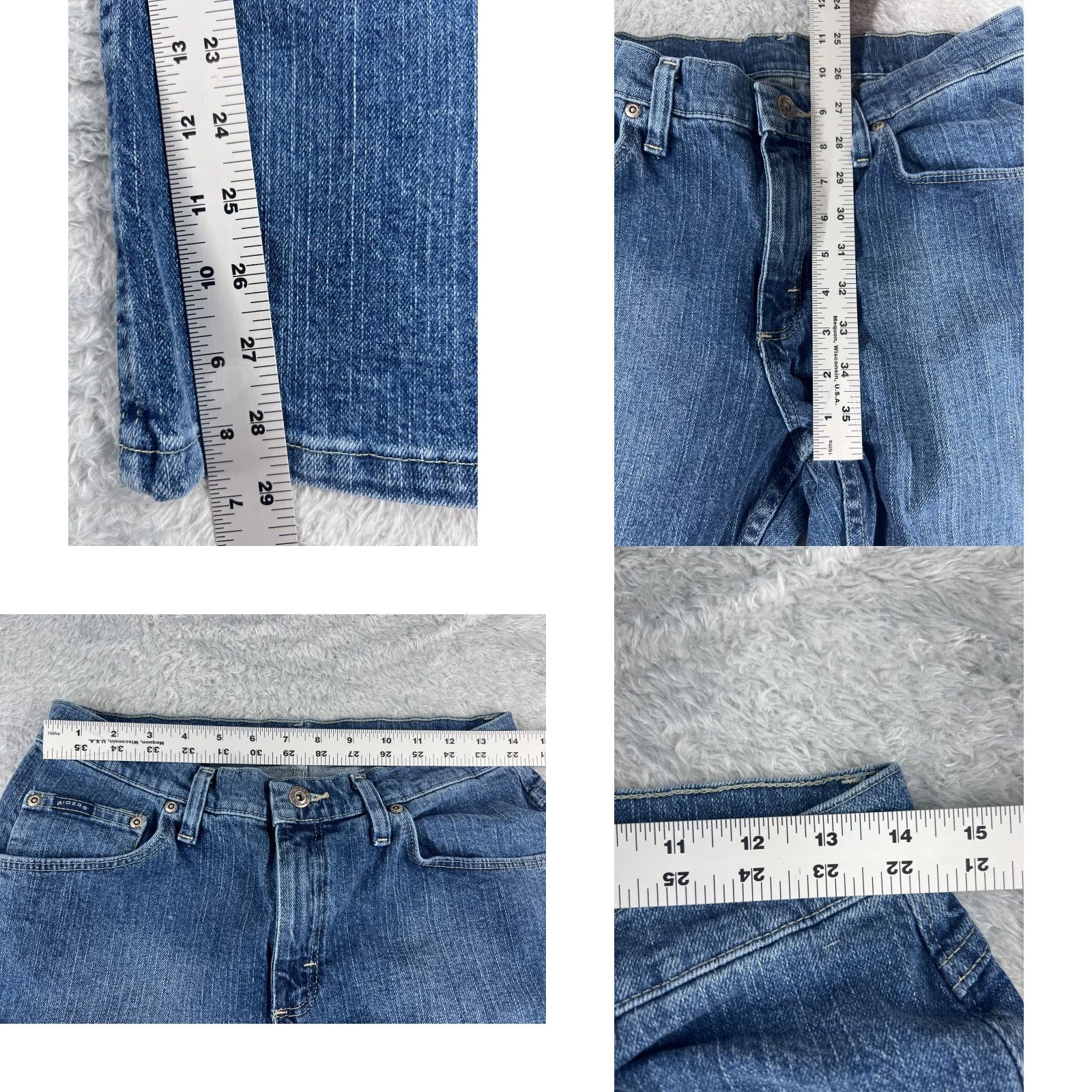 Lee Lee Jeans Womens 10 Blue Denim Flared Mid Rise Cotton Blend Zip Fly 28x29 Size 32" / US 10 / IT 46 - 8 Thumbnail