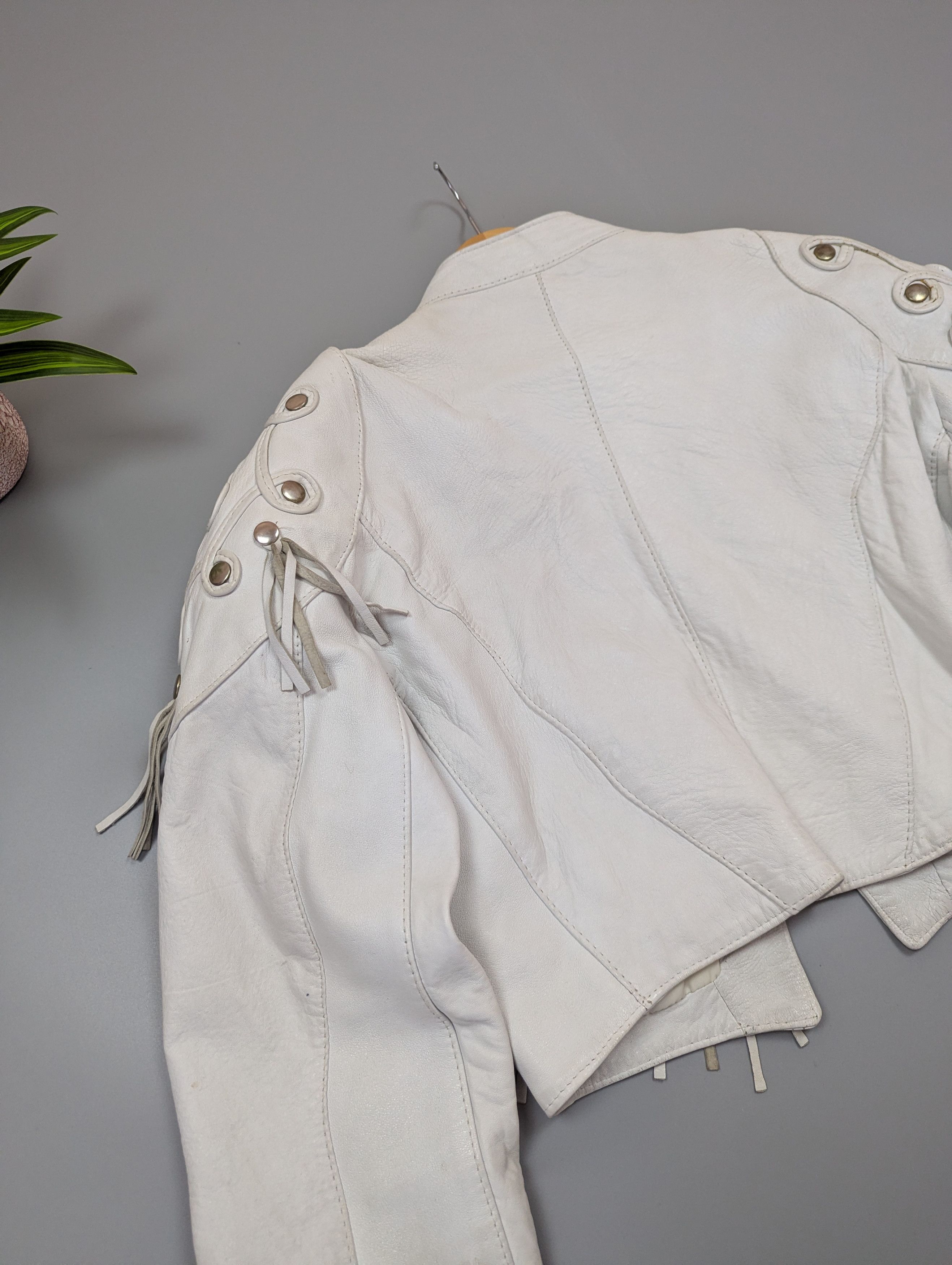 Vintage Vintage 80s White Leather Jacket Bomber Womens Sz M Size M / US 6-8 / IT 42-44 - 20 Thumbnail