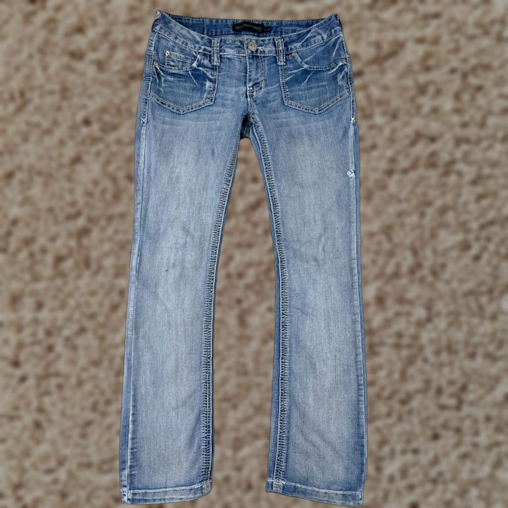 Vintage VINTAGE? No. Rue 21 Jeans Women Bootcut Denim 29x30 Blue Distressed Low Rise 7 Regular Womens Jeans 90s? Size 28" / US 6 / IT 42 - 1 Thumbnail