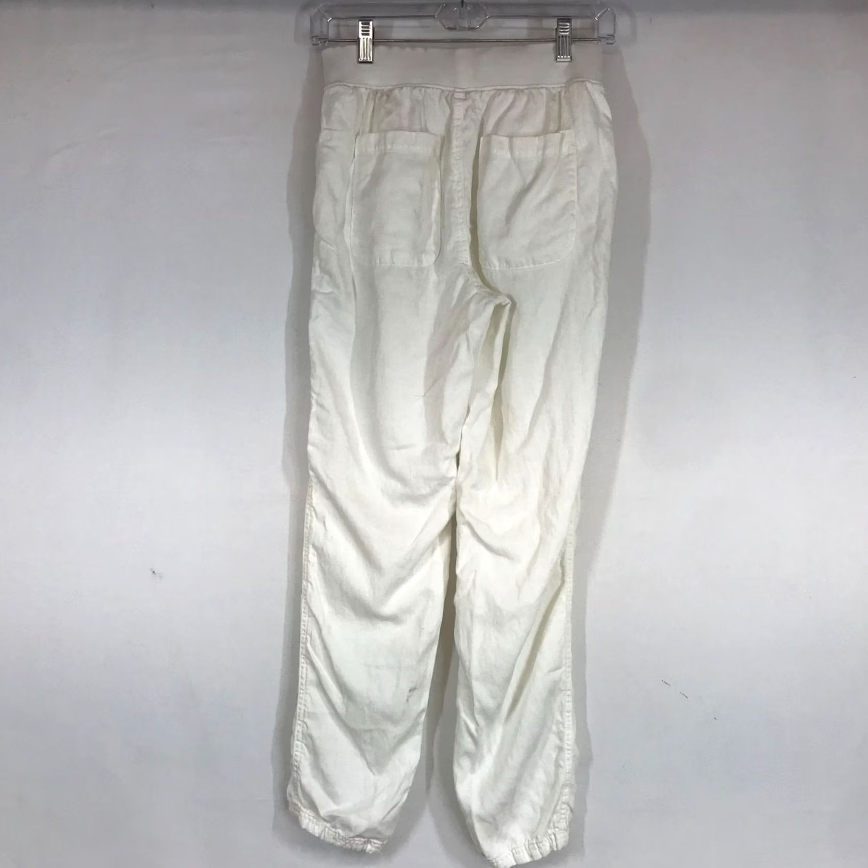 Faherty FAHERTY Pants WOMEN'S SMALL WHITE LINEN BLEND W/POCKETS Size 28" / US 6 / IT 42 - 4 Thumbnail