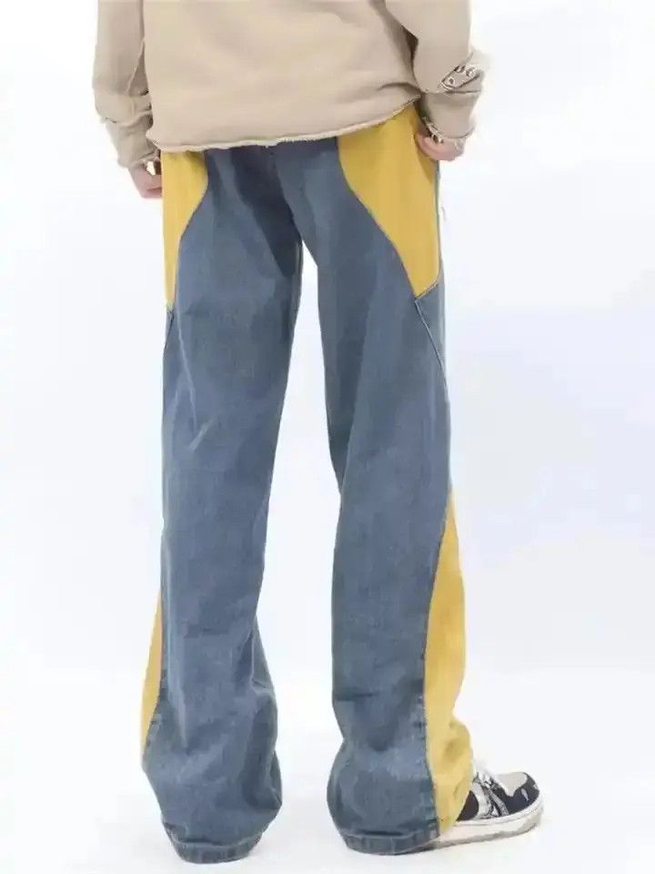 Japanese Brand Y2K Fashion Contrast Color Spliced Baggy Ripped Jeans Size US 32 / EU 48 - 3 Thumbnail