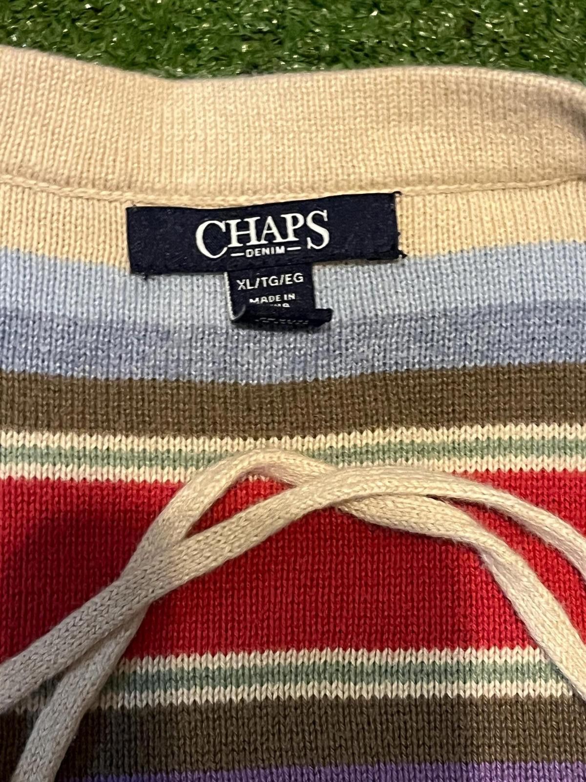 Chaps Chaps Striped Lace-Up Pullover Sweater Size ONE SIZE - 4 Thumbnail